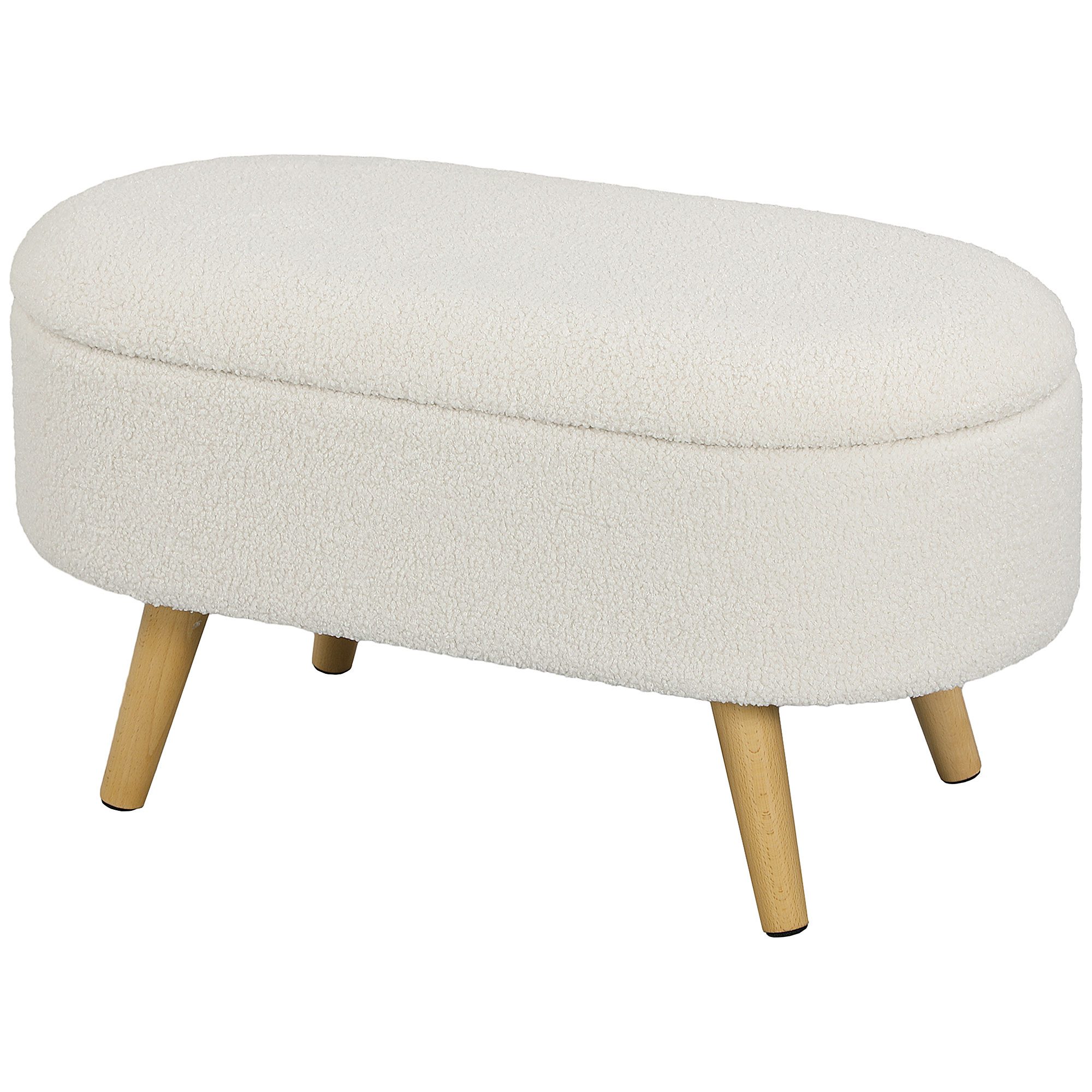 HOMCOM Banc avec Espace de Rangement et Couvercle, Tabouret pour Couloir, Salon, Chambre, Bois, Revêtement en Tissu, Blanc