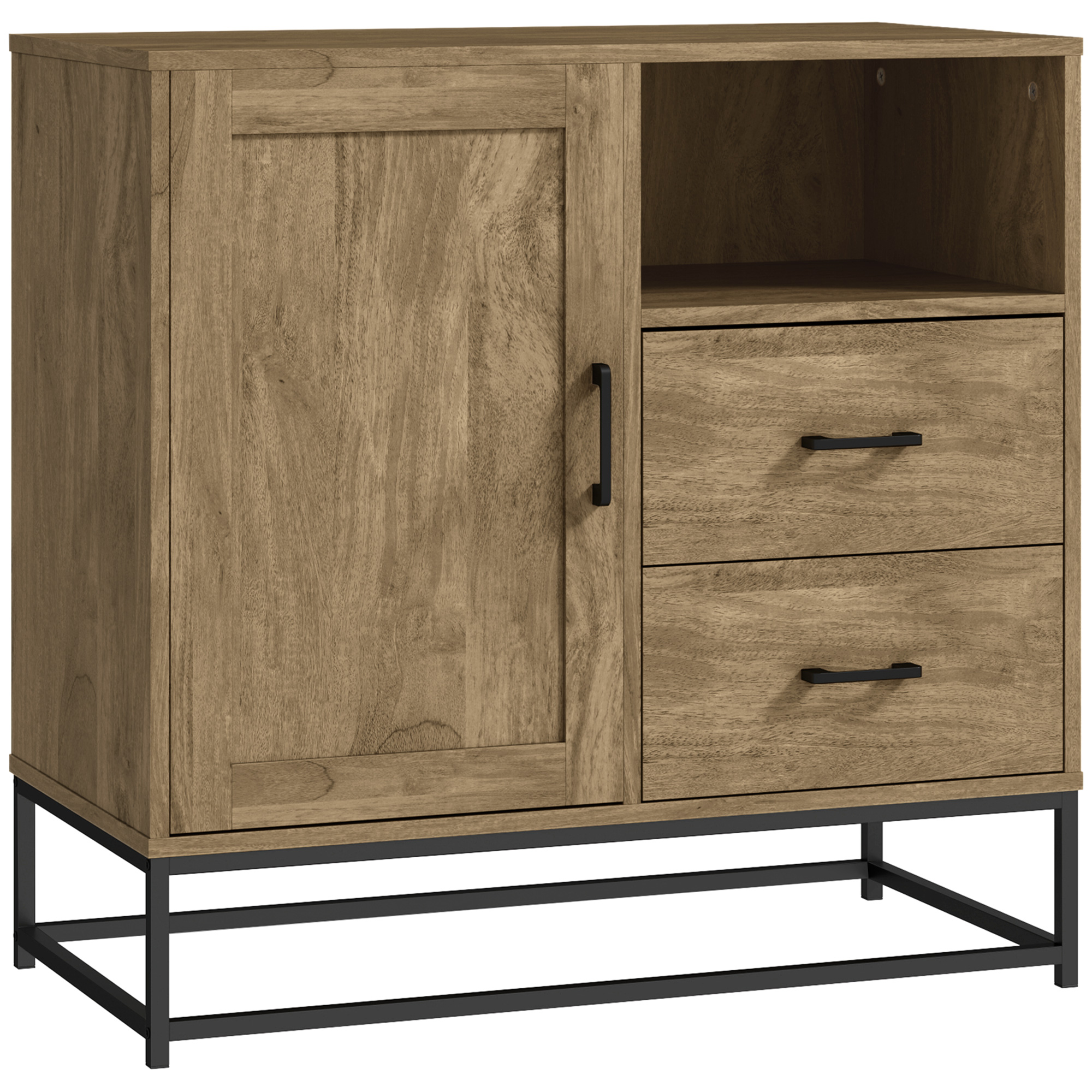 HOMCOM Buffet, mueble de almacenamiento con 2 cajones, compartimento abierto y estante ajustable, 80l x 40P x 78H cm, natural