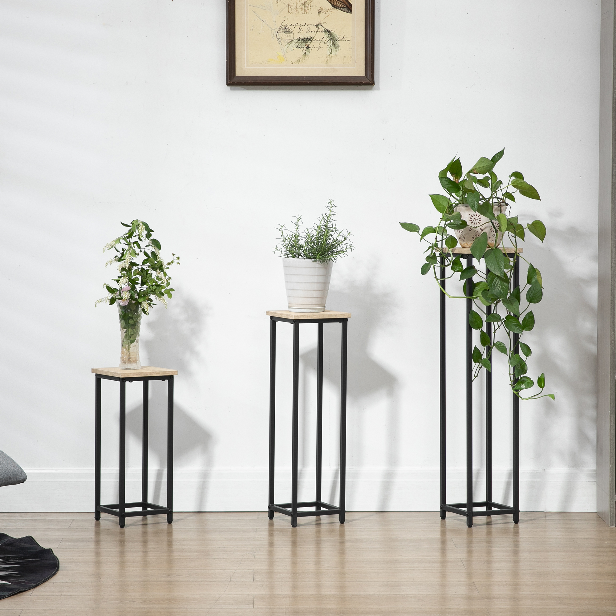 8 supporti per vasi per piante, 20 cm, resistenti, neri, per vasi da giardino, per interni ed esterni, protezione per pavimenti (8 pezzi