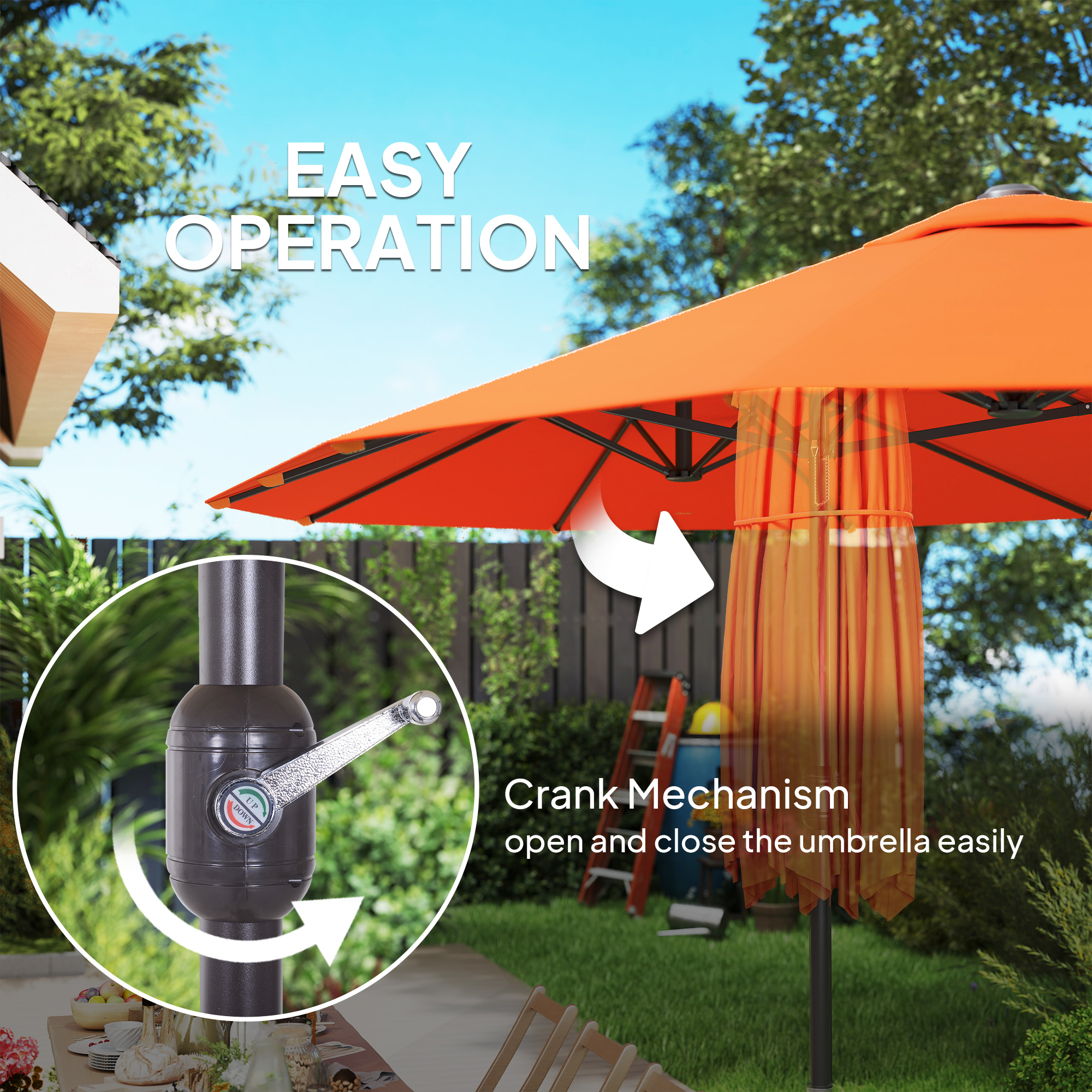 Outsunny 4.6m Double Garden Parasol Orange 5