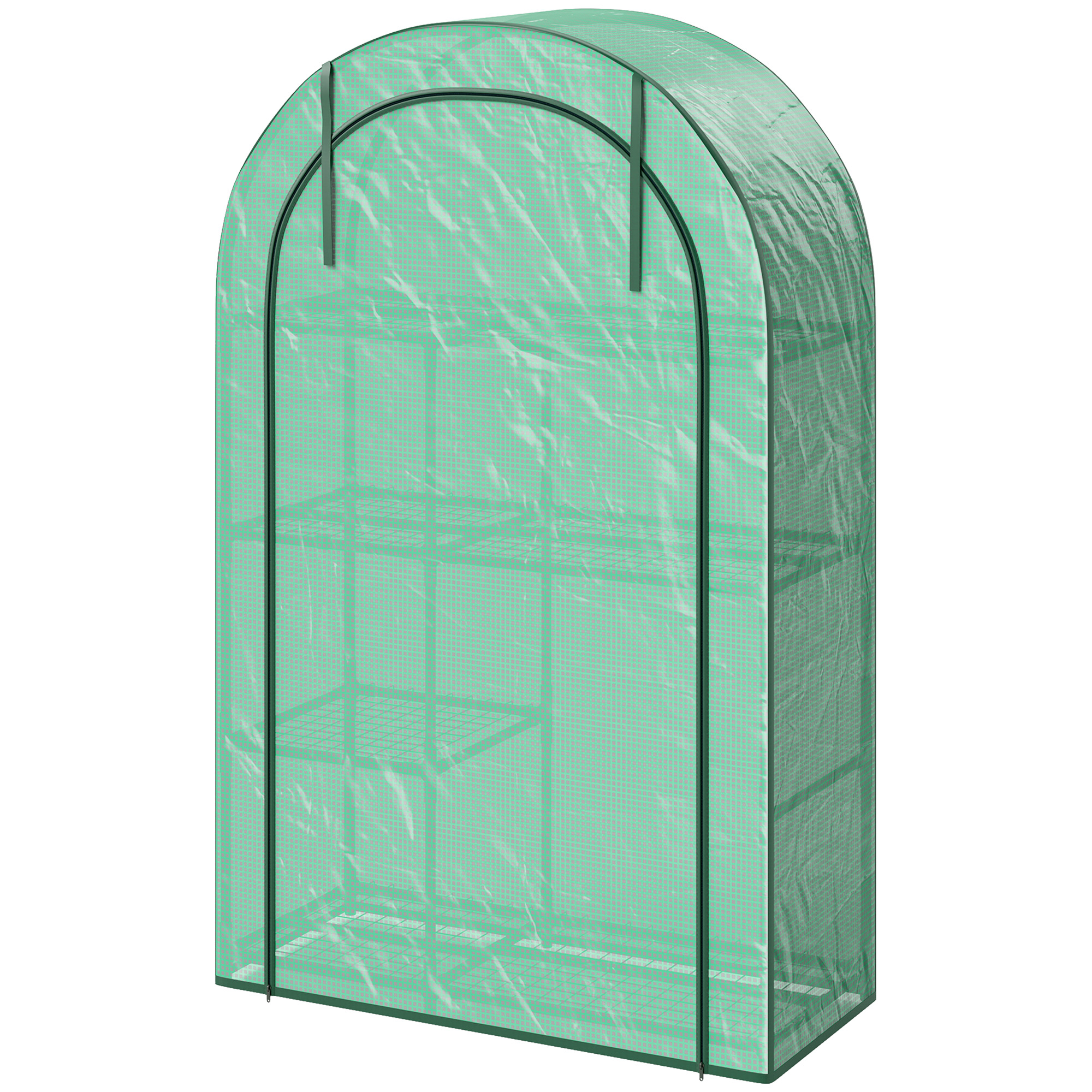 Outsunny Serre Murale à 4 Niveaux avec Porte à Fermeture Éclair, en Acier et PE, 100x45x160 cm, Vert