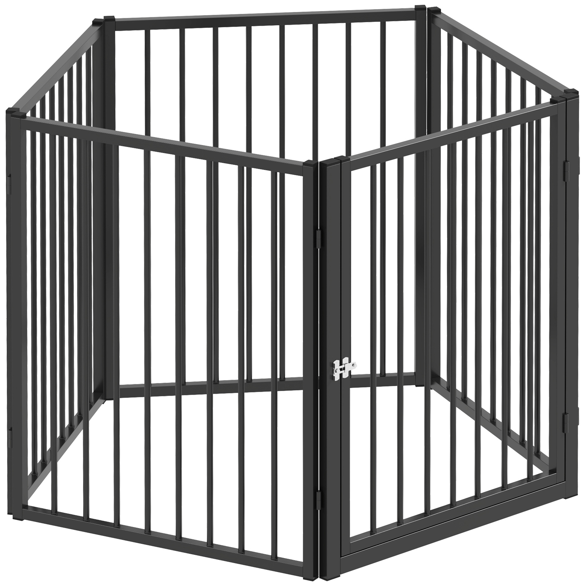 PawHut Parque para perros, parque para animales, 5 paneles, valla portátil plegable, seguro, negro