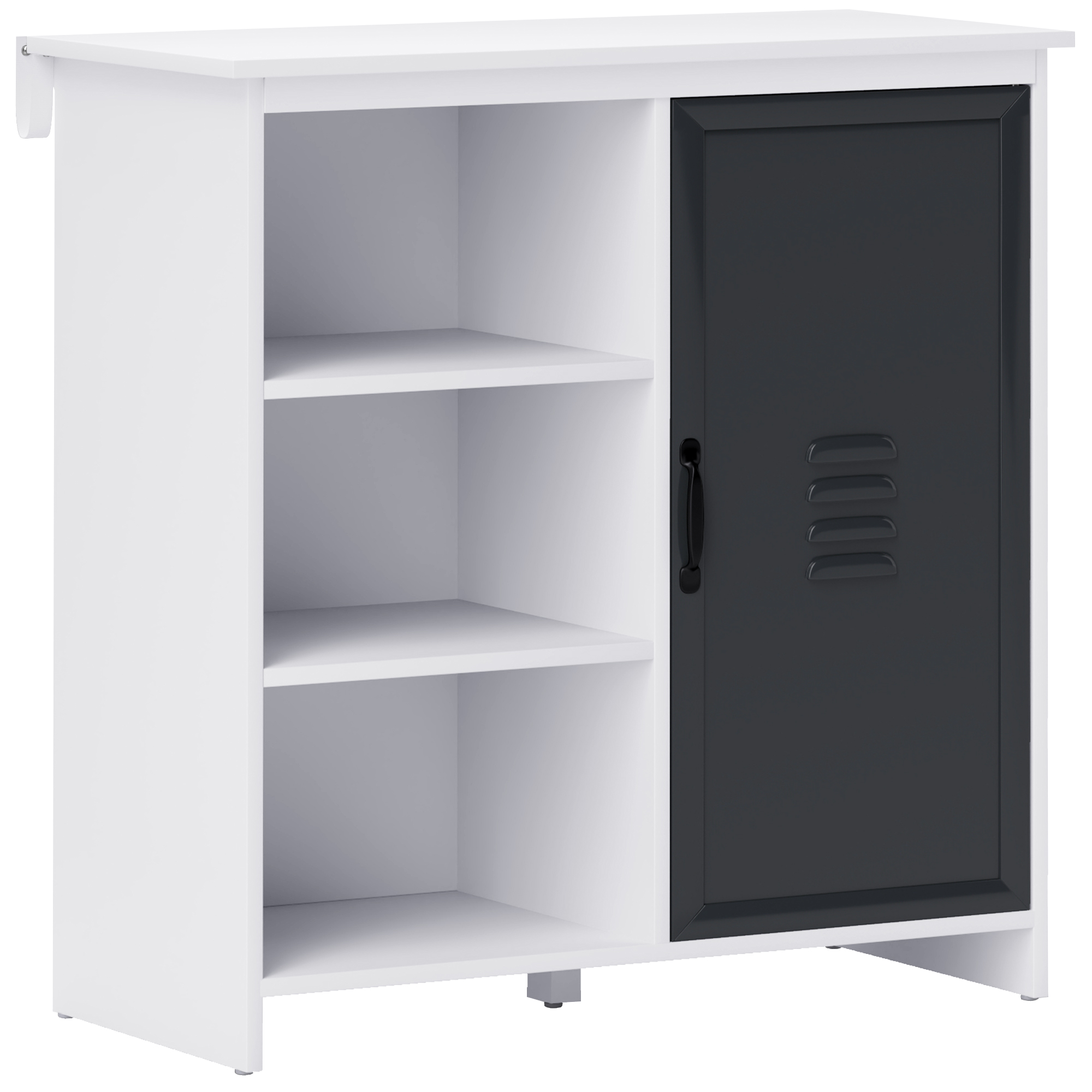 Image of HOMCOM Buffet - Mobile da Stoccaggio su piede 3 nicchie Armadio - in Legno e porta in metallo grigio006