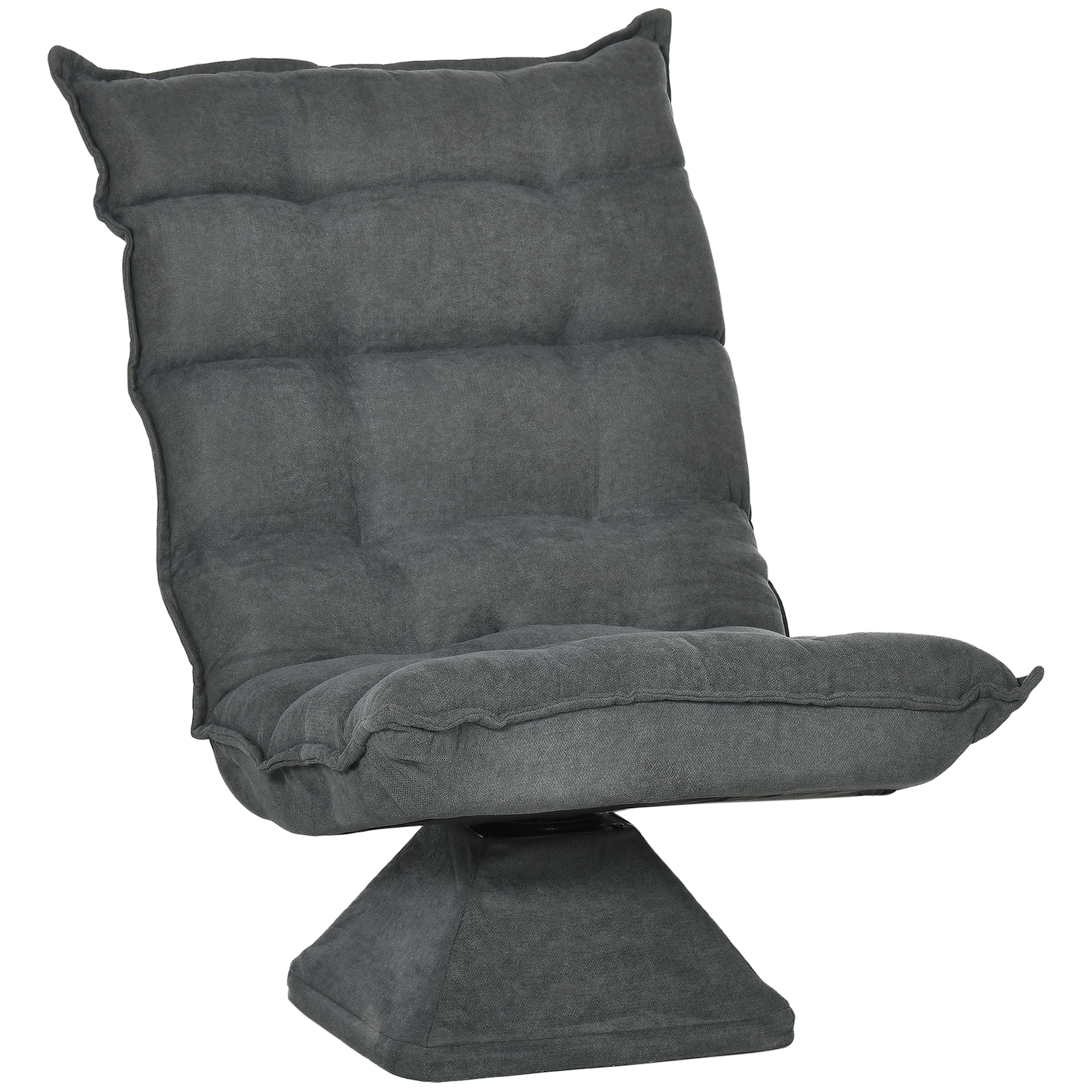 HOMCOM Sillón relax sillón de salón de diseño capitonado con respaldo inclinable y giratorio 360° revestimiento de lino Grismezclado   Aosom España