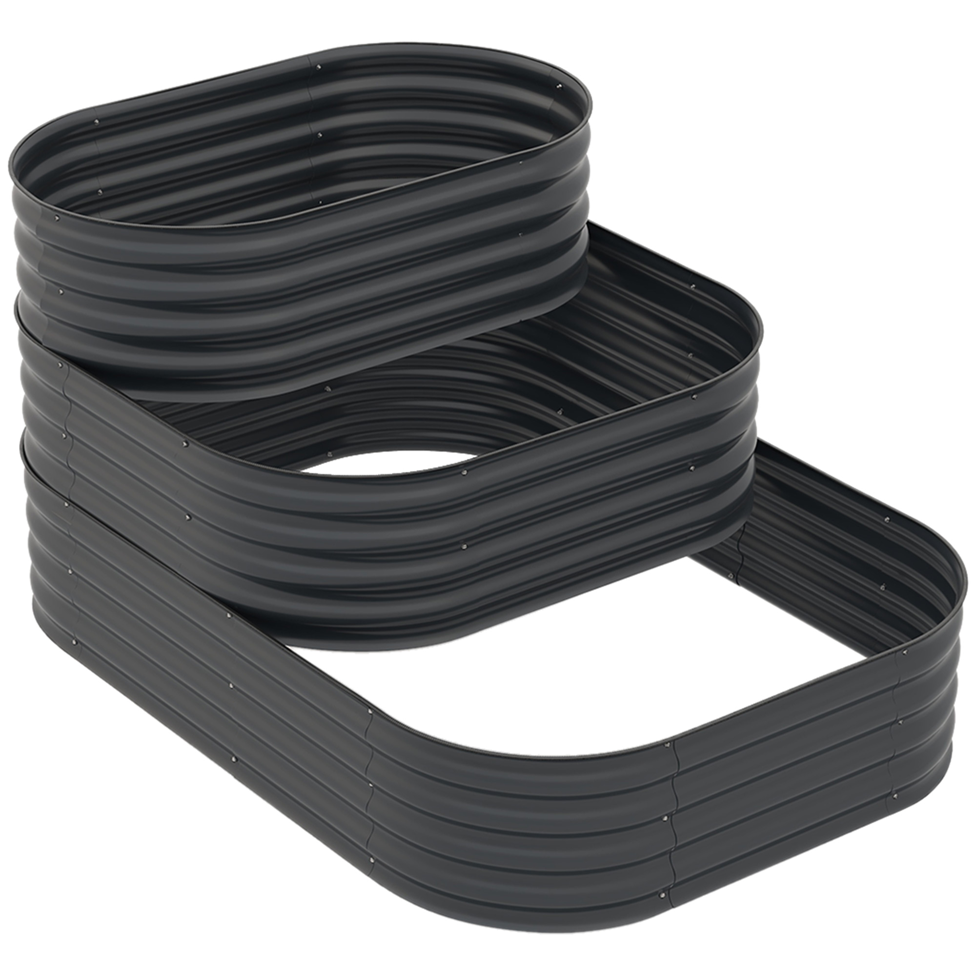 Outsunny Cama de jardín elevada con fondo abierto y 3 niveles para hierbas, verduras, frutas y flores 158 x 109 x 82 cm gris