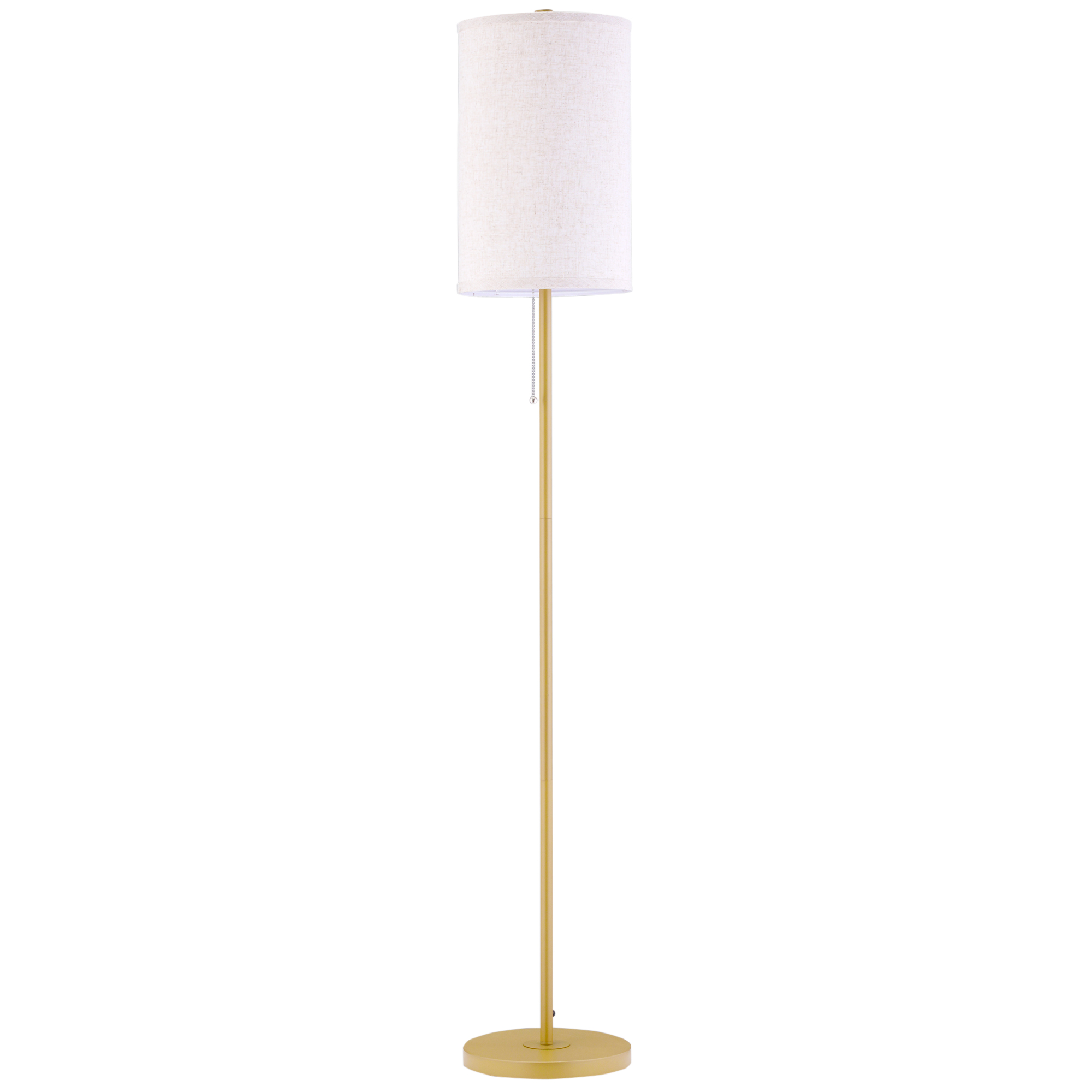 HOMCOM Lampara de pie diseño 40 W máx. base de acero dorado pantalla de lino crema dim. 25,5 x 25,5 x 157 cm dorado y beige
