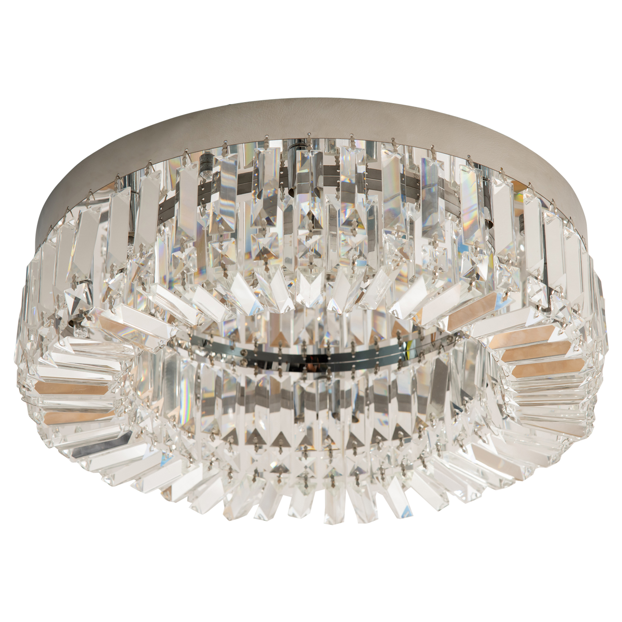 Product photograph of Homcom Modern Crystal Ceiling Lamp Chandelier Ceiling Light For Living Room Bedroom Dining Room Hall Silver Aosom Uk from Aosom UK