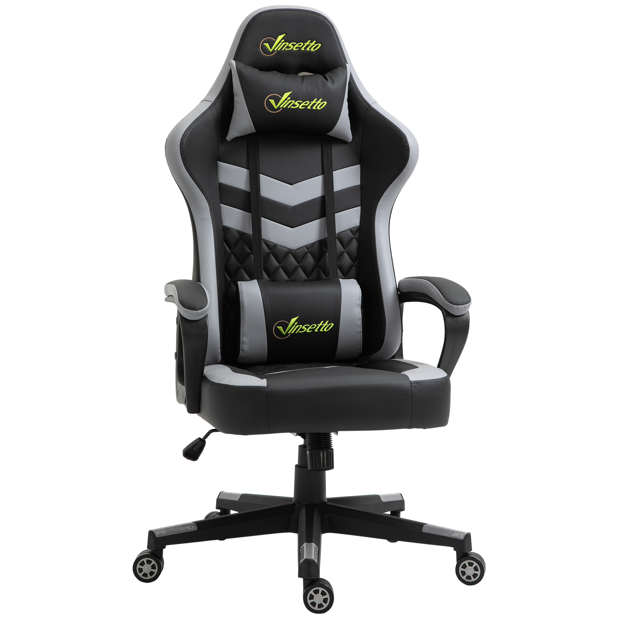 Image of Vinsetto Fauteuil da ufficio gaming sedia gamer poggiatesta e supporto lombare altezza regolabile 61 x 70 x 129 cm nero e bianco006