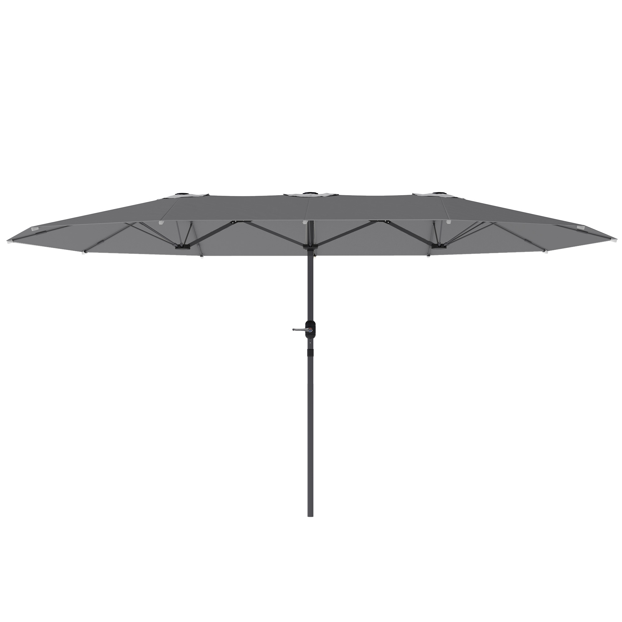 Outsunny Sombrilla Doble 436x260 cm, Protección UV, Sombrilla de Acero con Manivela, Gris Oscuro   Aosom España