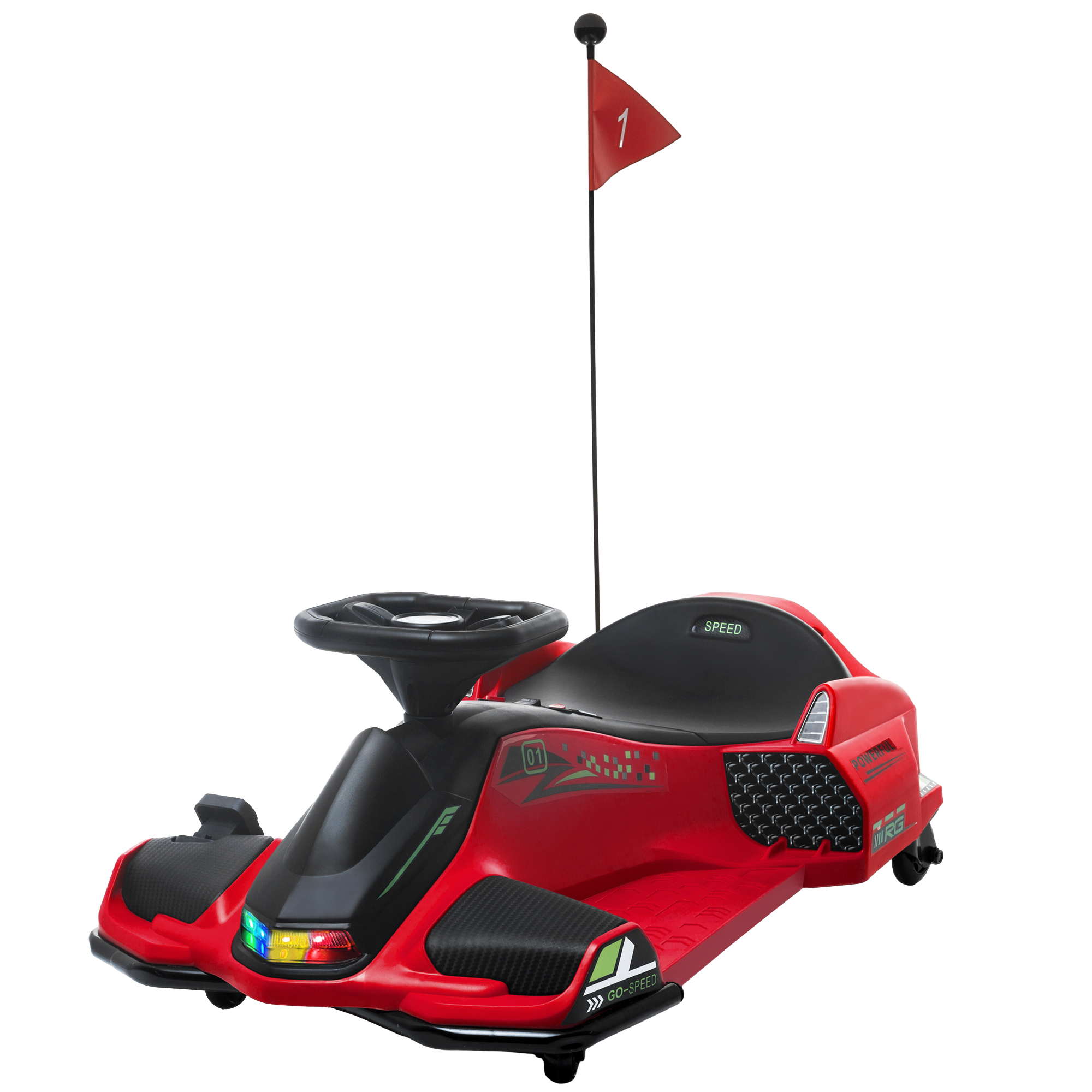 HOMCOM Kart Électrique Enfant 12V - Vitesse 3-8 Km/h - Mode Dérive - Noir - Pour 8-12 Ans