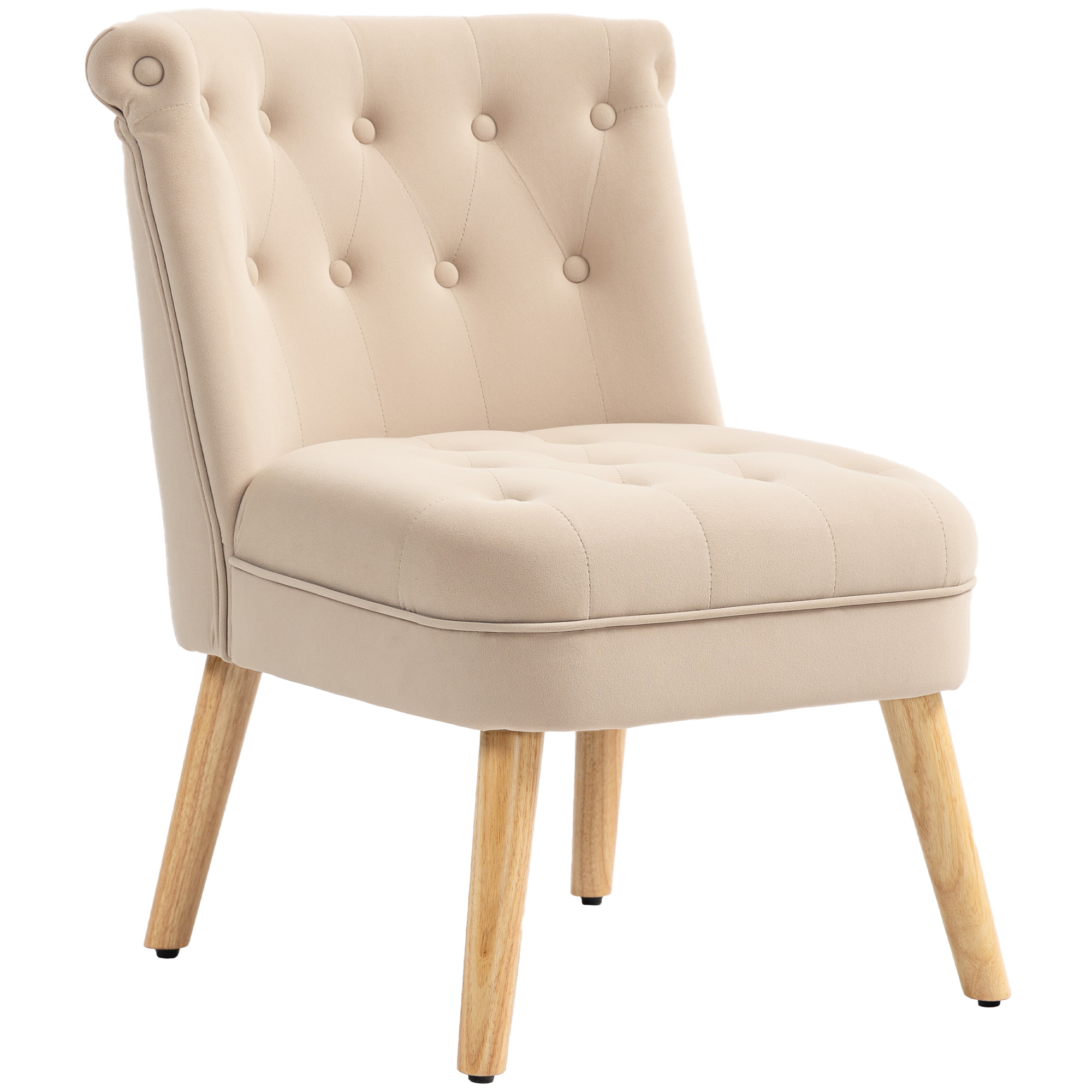 HOMCOM Fauteuil pour Salon en Velours avec Assise Rembourrée et Capitonnée, 60x66x79 cm, Beige