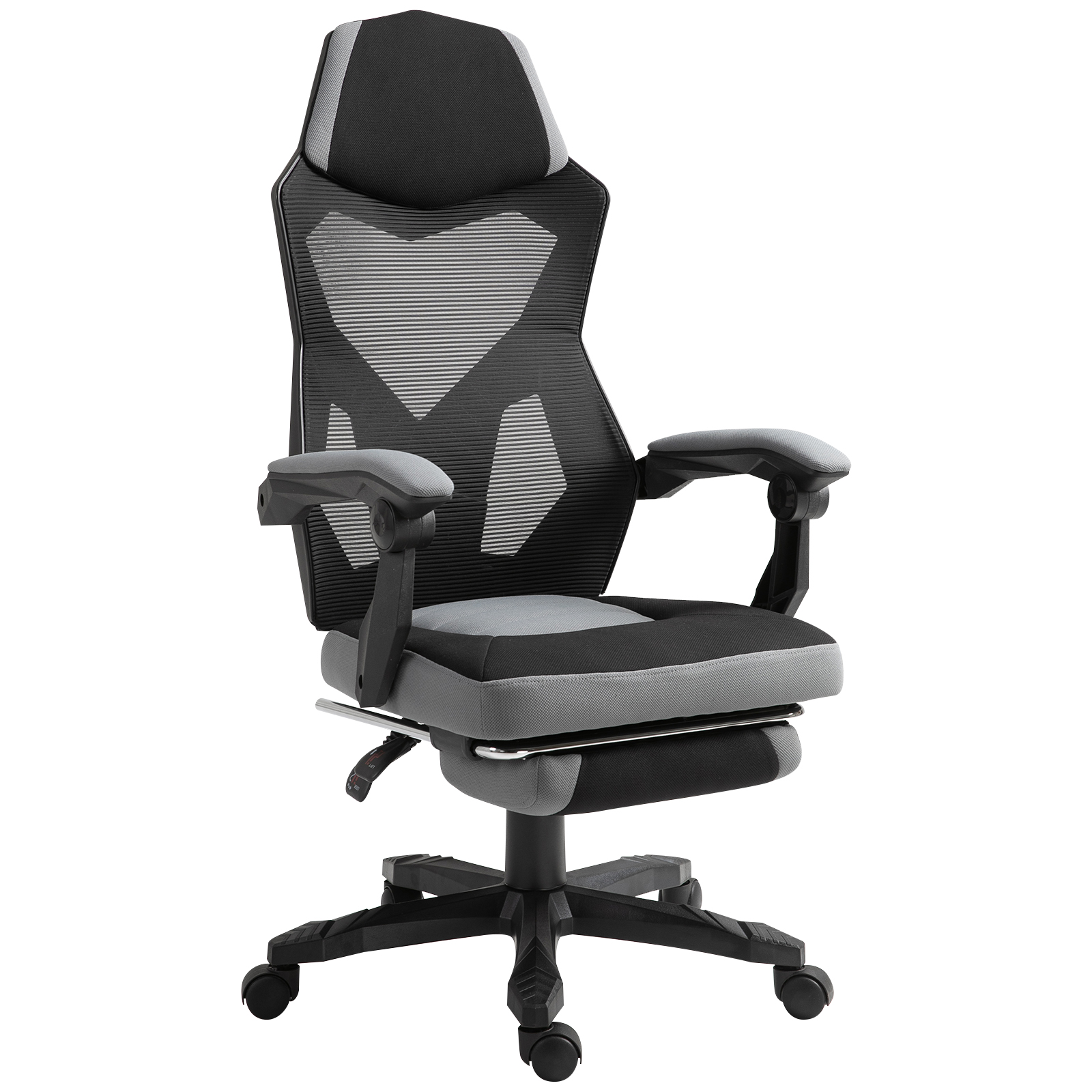 Vinsetto Silla de oficina silla gaming altura ajustable respaldo giratorio ruedas pivotantes reposapiés tela de malla 58x63x112-122 cm   Aosom España