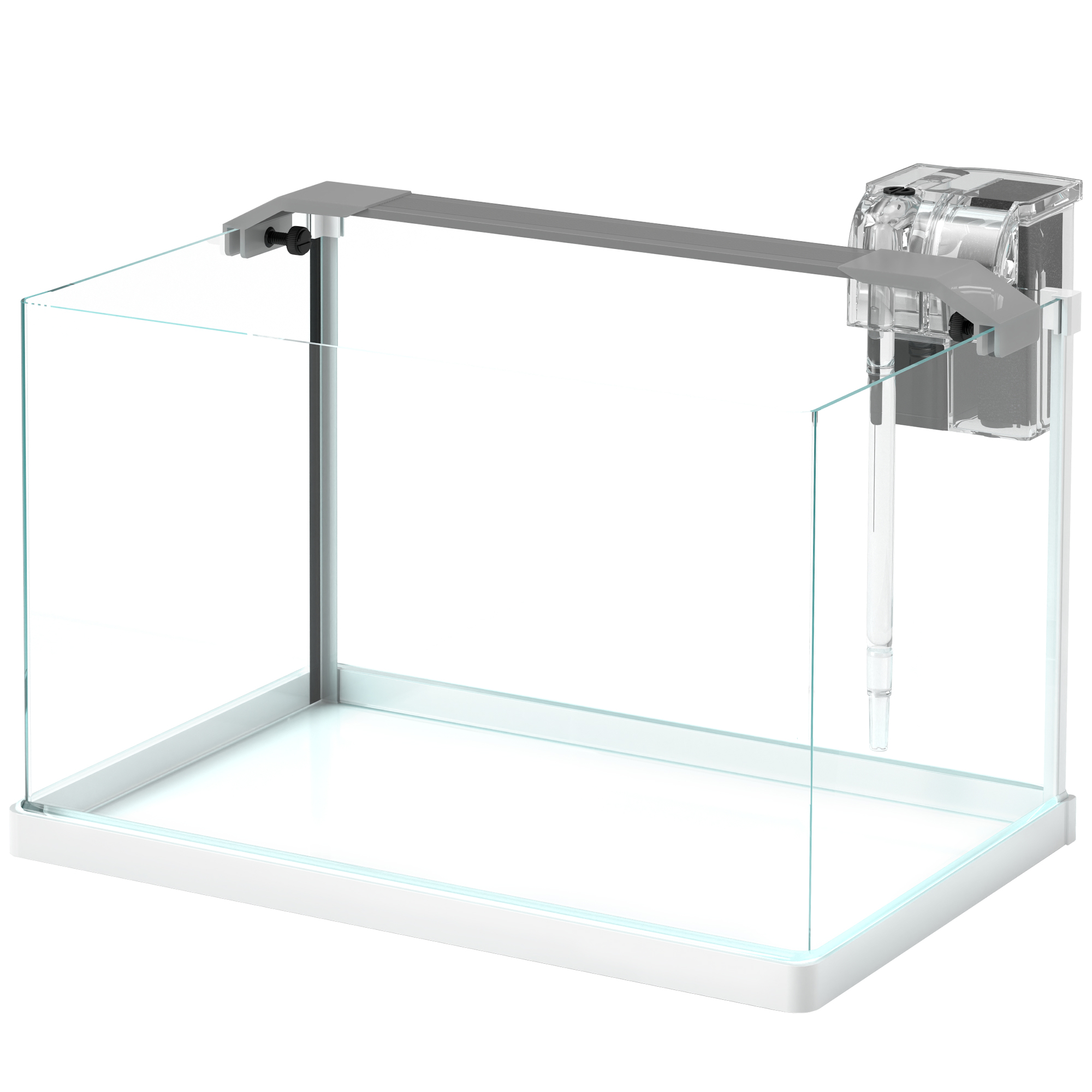 PawHut Aquarium aus Glas mit LED-Lichtern, 20L Aquarium, mit Filterpumpe, für Kampffische, Goldfische, Weiß   Aosom – PawHut