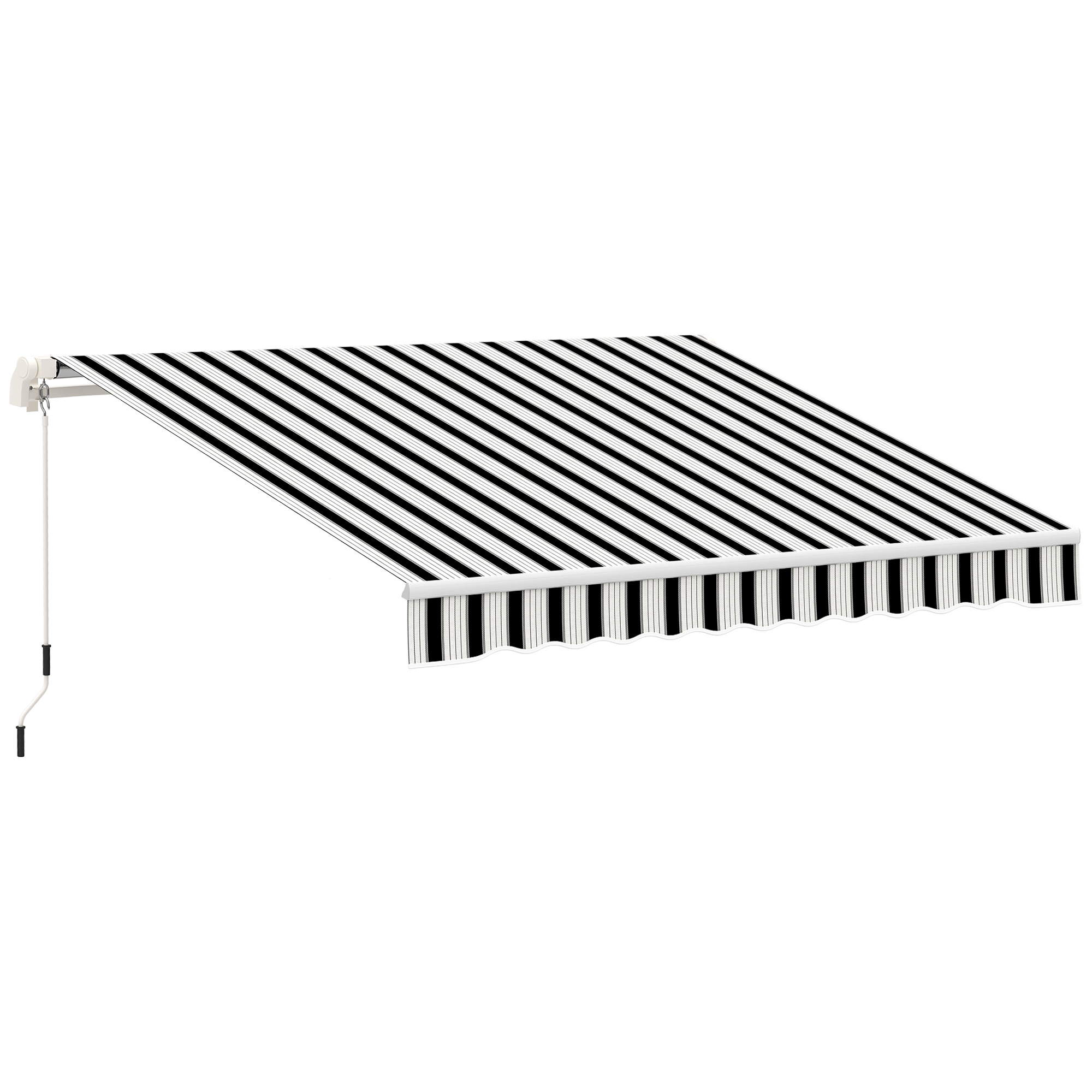 Outsunny Marquesina, Protección Solar, retráctil, con manivela, marco de metal, poliéster, Azul + Blanco, 3,95x2,45x3,50 m   Aosom España