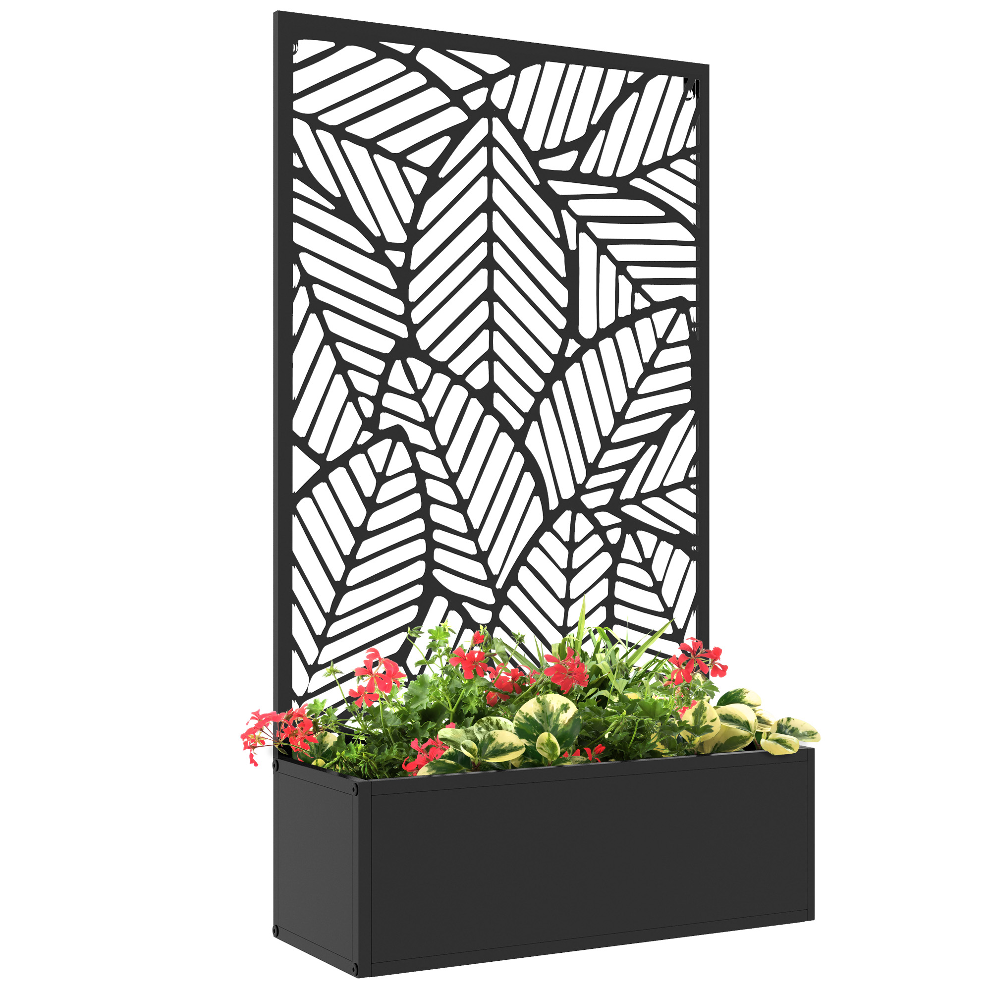 Image of Outsunny Jardinière con paravento e griglia per Piante Rampicanti, vaso per Fiori - dim. 61L x 23l x 113H cm006