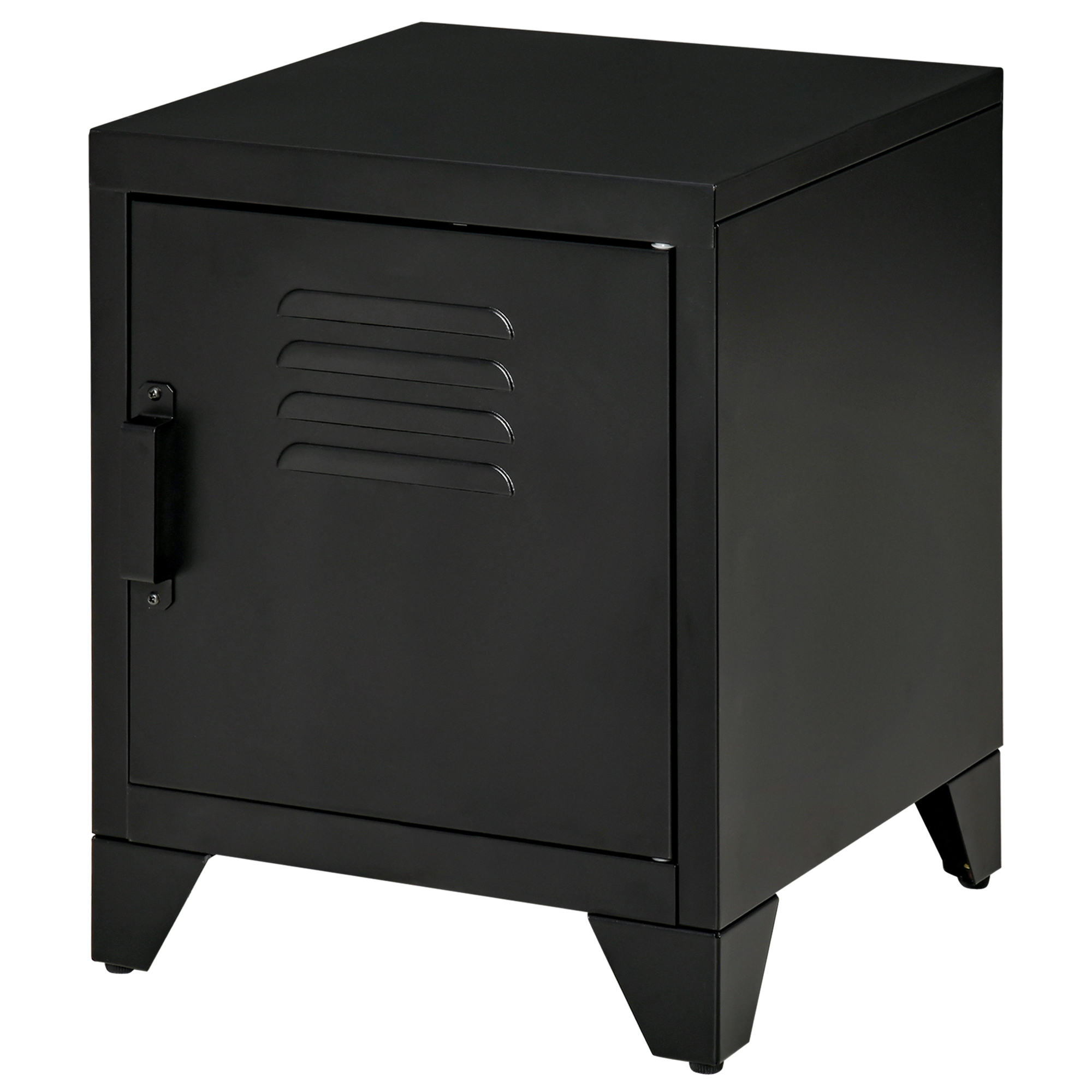 HOMCOM Table de nuit, table d'appoint avec étagère réglable, porte, table de chevet pour chambre à coucher, salon, métal, noir, 50 x 40 x 47,5 cm