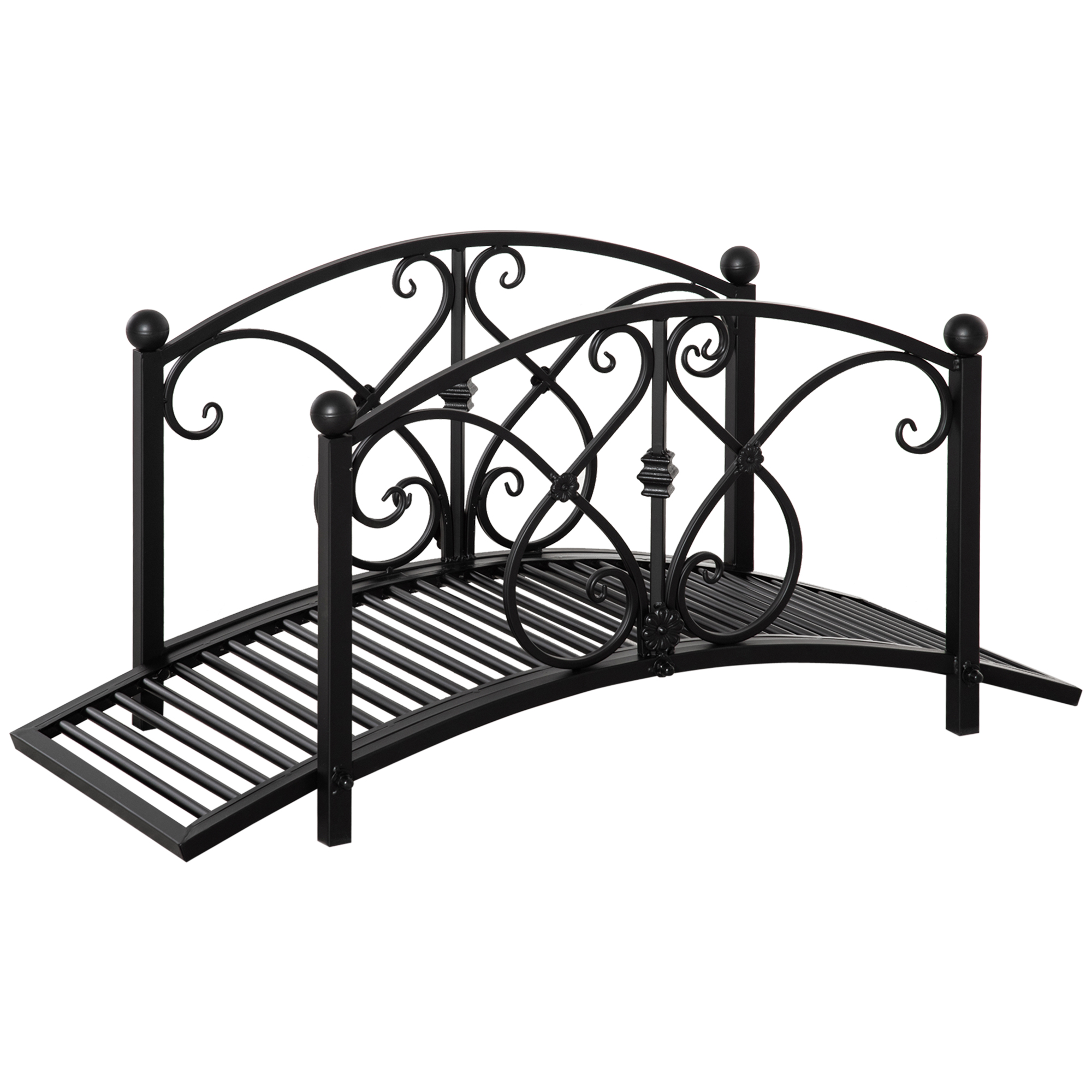 Outsunny Gartenbrücke aus Metall, Gartendekoration mit seitlichen Geländern günstig online kaufen
