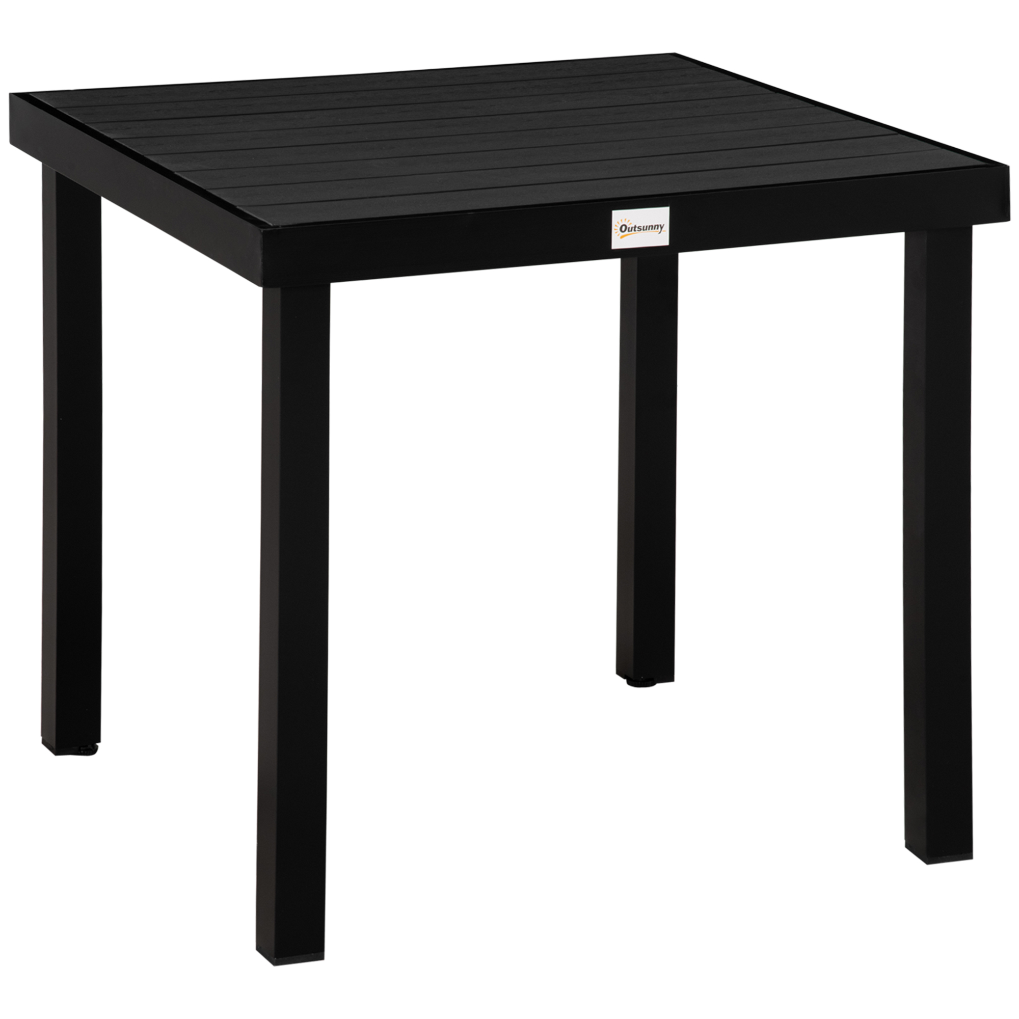 Outsunny Mesa de Jardín para 4 Personas Mesa de Comedor de Aluminio Muebles de Jardín Mobiliario de Exterior Fácil de Cuidar Plástico Negro 78x78x74 cm   Aosom España