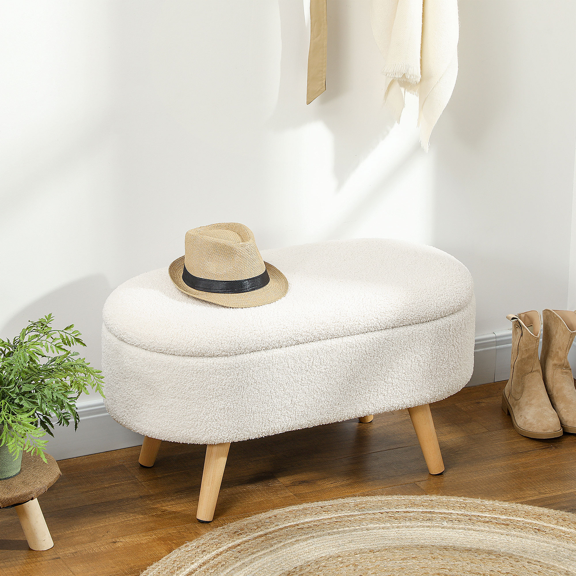 HOMCOM Baule Portaoggetti In Legno Con Coperchio – Panca Contenitore 100x40x40 Cm, Naturale, Carico Max 60 Kg