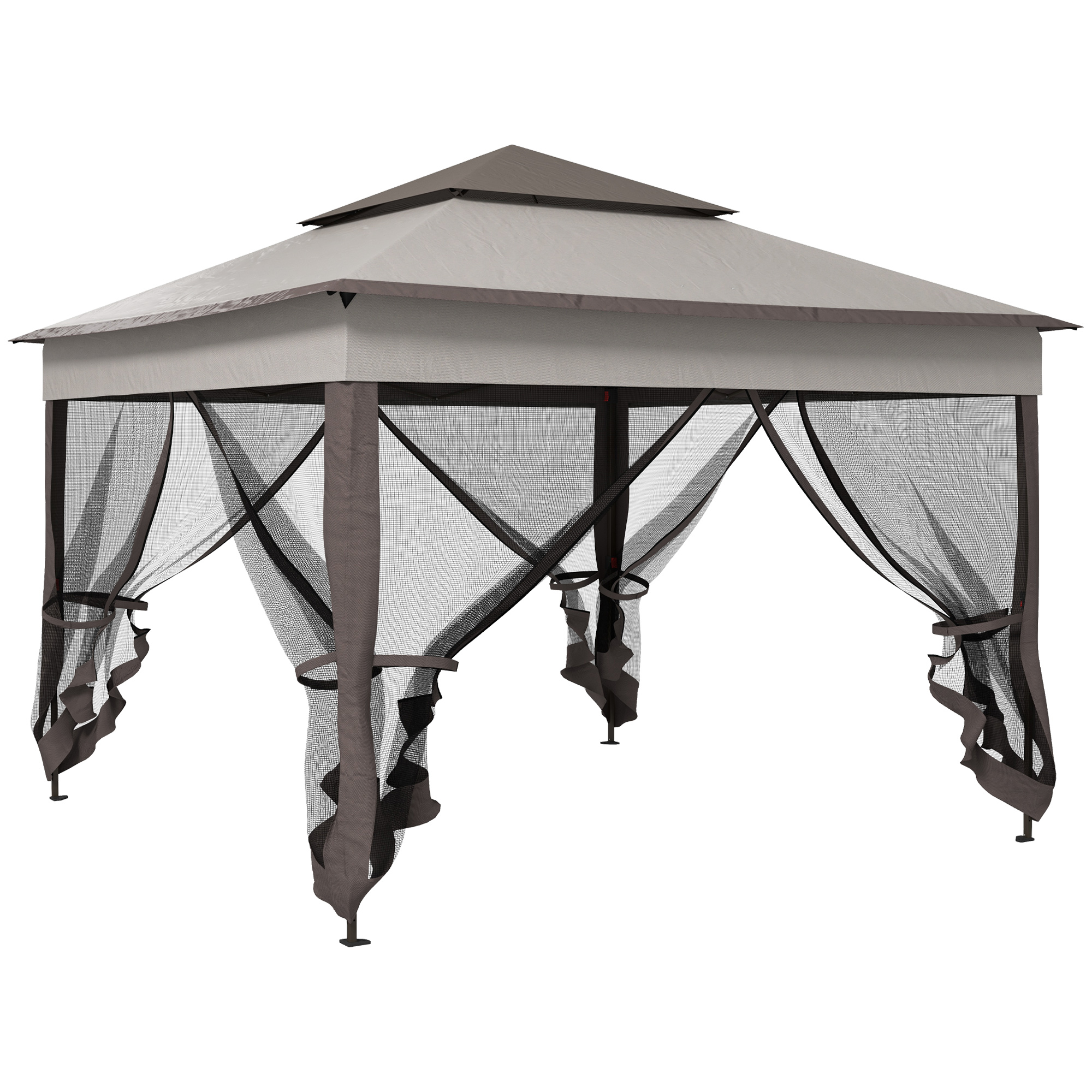 Outsunny Gazebo Pieghevole con Pareti Laterali Grigio 3,25 x 3,25 x 2,7 m