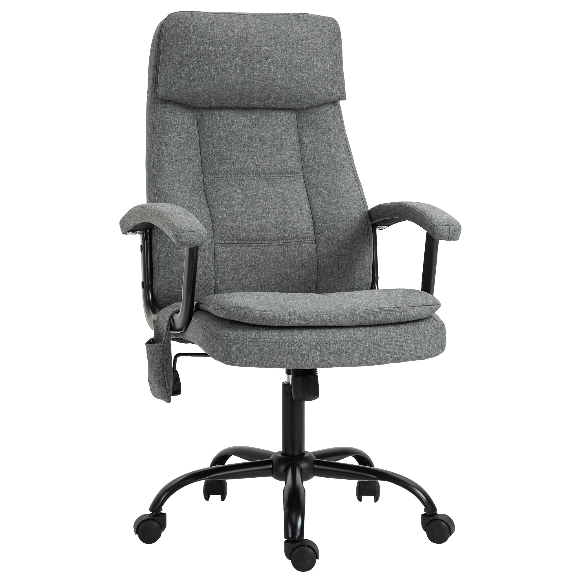 Vinsetto Silla de oficina ejecutiva con masaje, silla de oficina ergonómica confortable, asiento ajustable en altura, tela de lino gris
