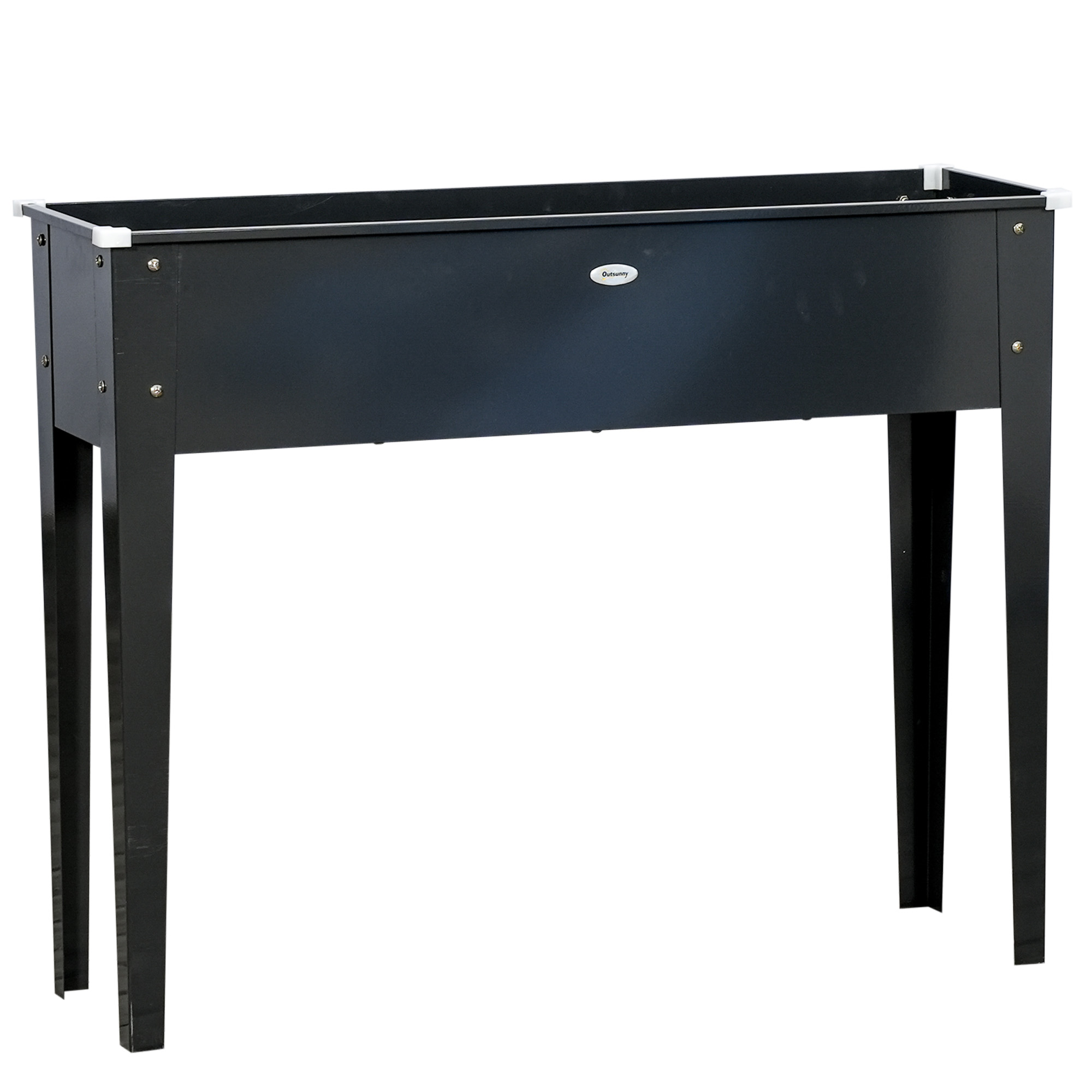 Outsunny Jardinera de pie cuadrada huerto con agujero de drenaje acero galvanizado 100x30x80 cm Negro   Aosom España