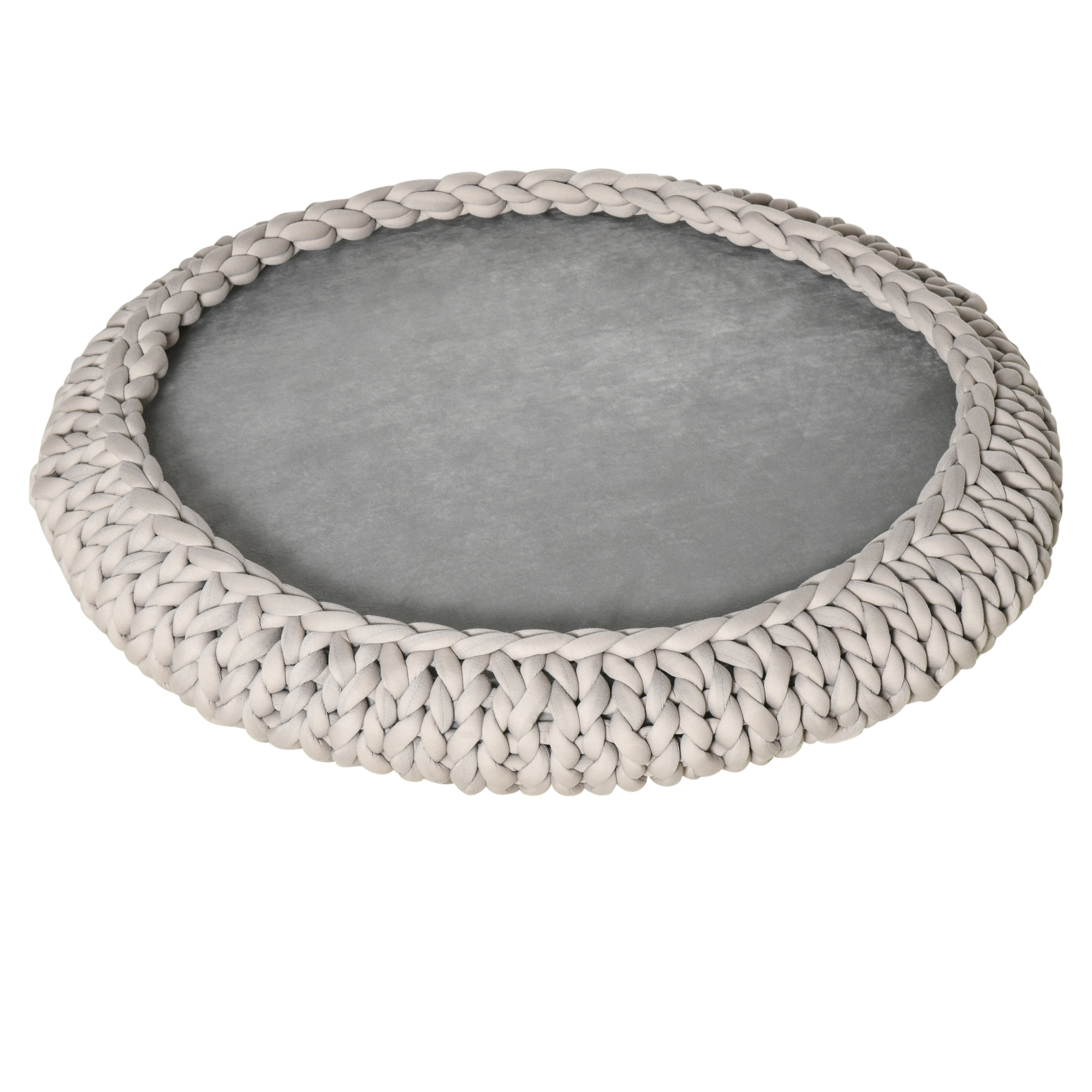 PawHut Cuccia para Perros y Gatos Redonda, Elevada y Lavable en Algodón PP, Cojín Relleno, Φ93x15cm, Gris