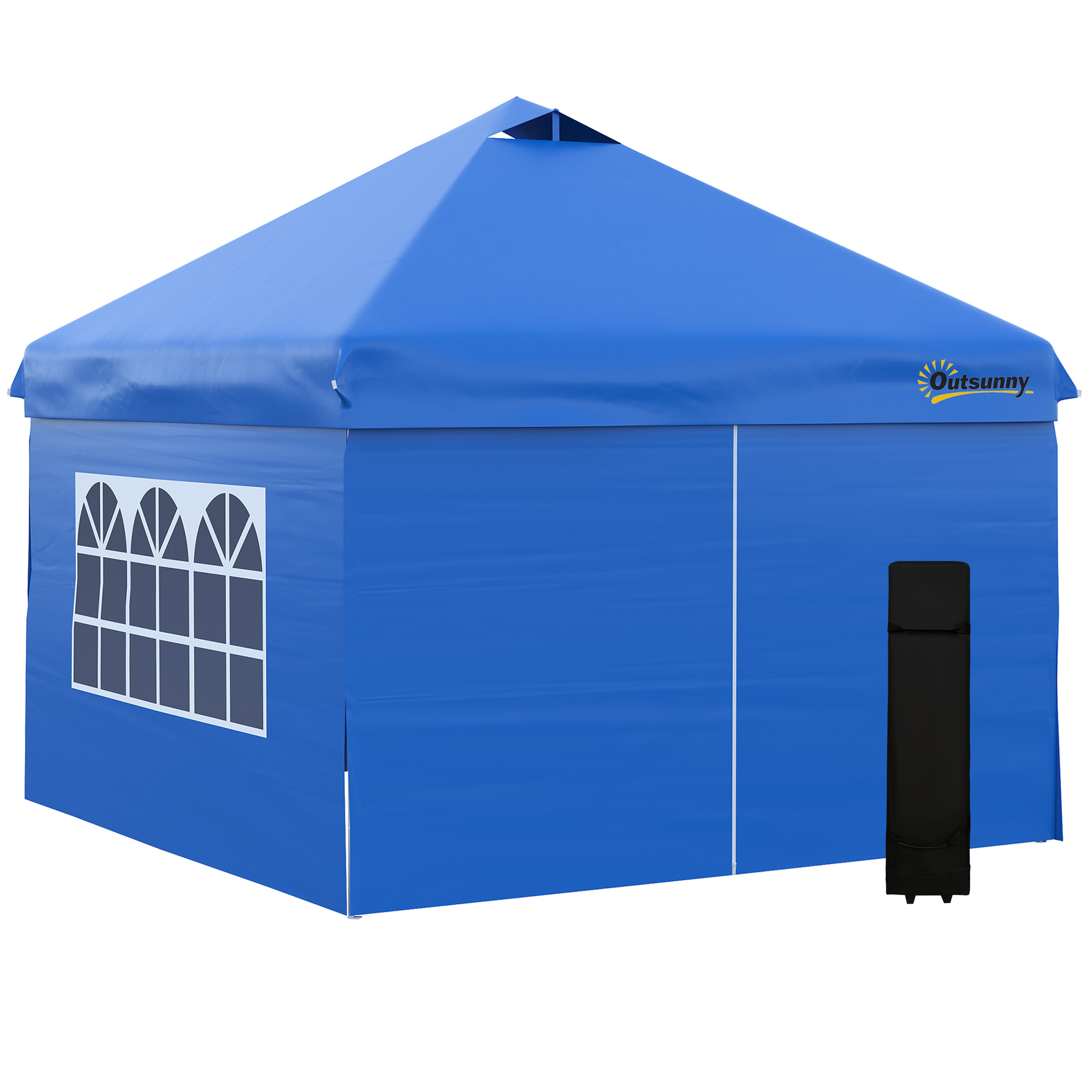 Outsunny Tonnelle pop-up tienda de jardín barnum 3x3 m con 4 paredes laterales desmontables azul