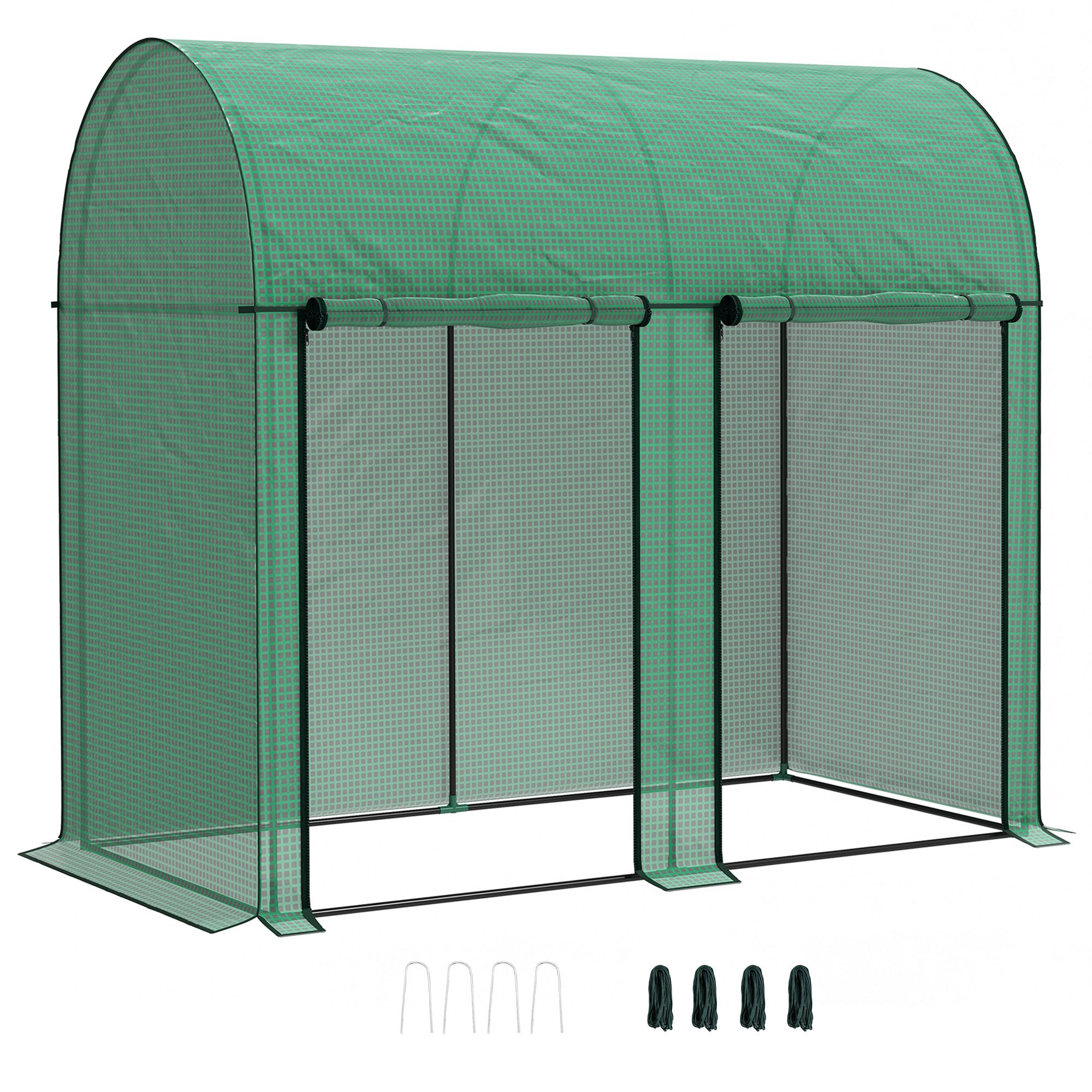 Outsunny Serra da giardino 2 m² serra per pomodori 2 porte zip avvolgibili acciaio PE alta densità anti-UV 2 x 1 x 1,78 m verde