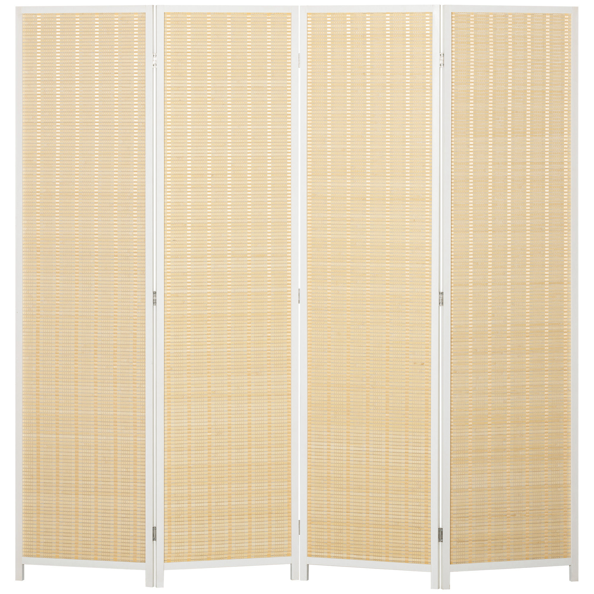 HOMCOM Paravento in legno separatore di ambienti pieghevole 4 pannelli 180 x 180 cm legno naturale