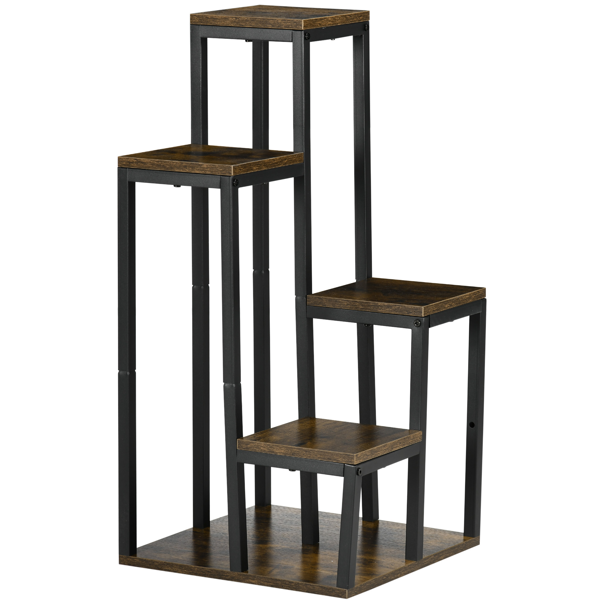 Outsunny Soporte para plantas estante de flores 4 estantes diferentes alturas estructura de acero 40 x 40 x 81 cm negro