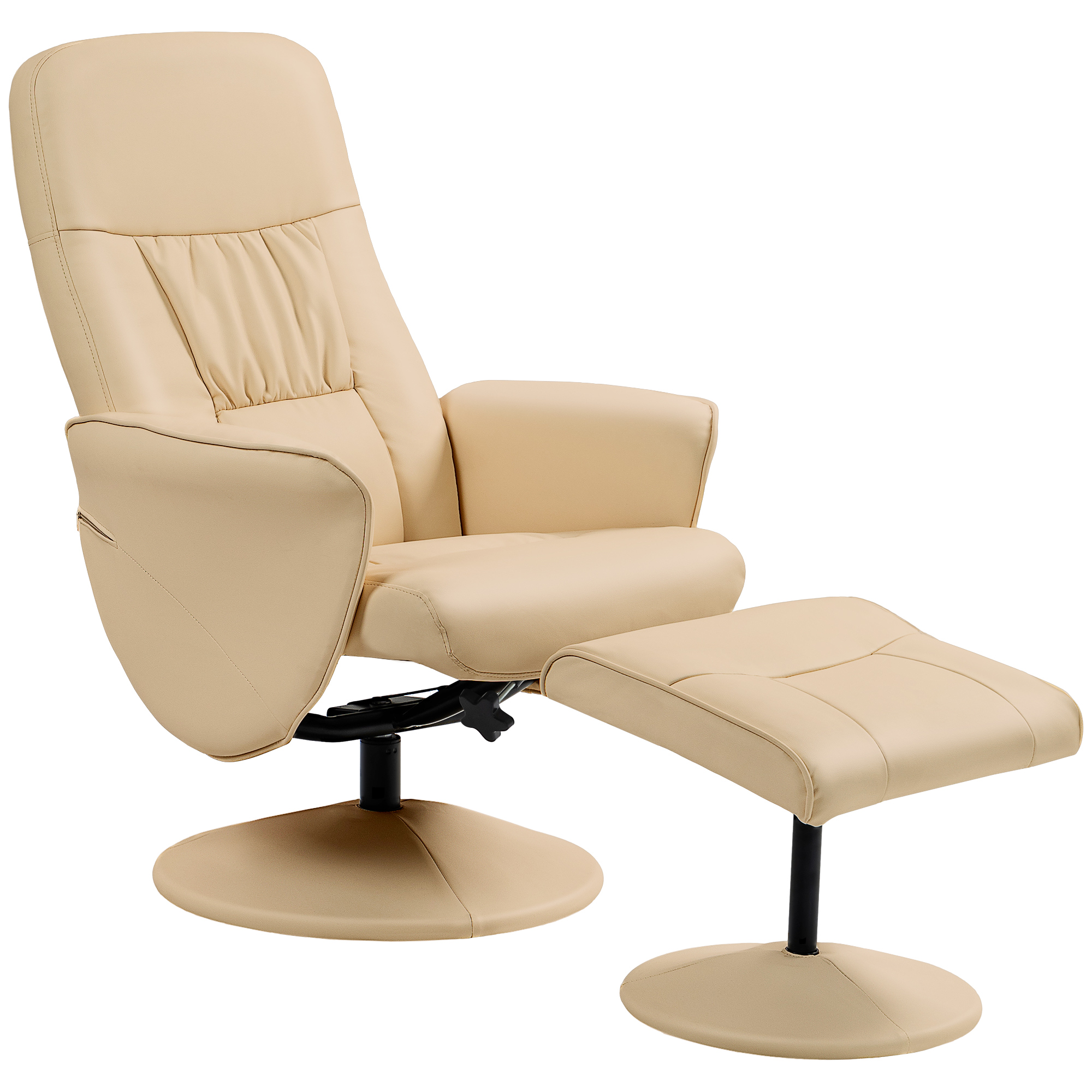 Image of HOMCOM Poltrona relax con poggiapiedi poltrona da relax con seduta girevole a 360° e schienale inclinabile cod005
