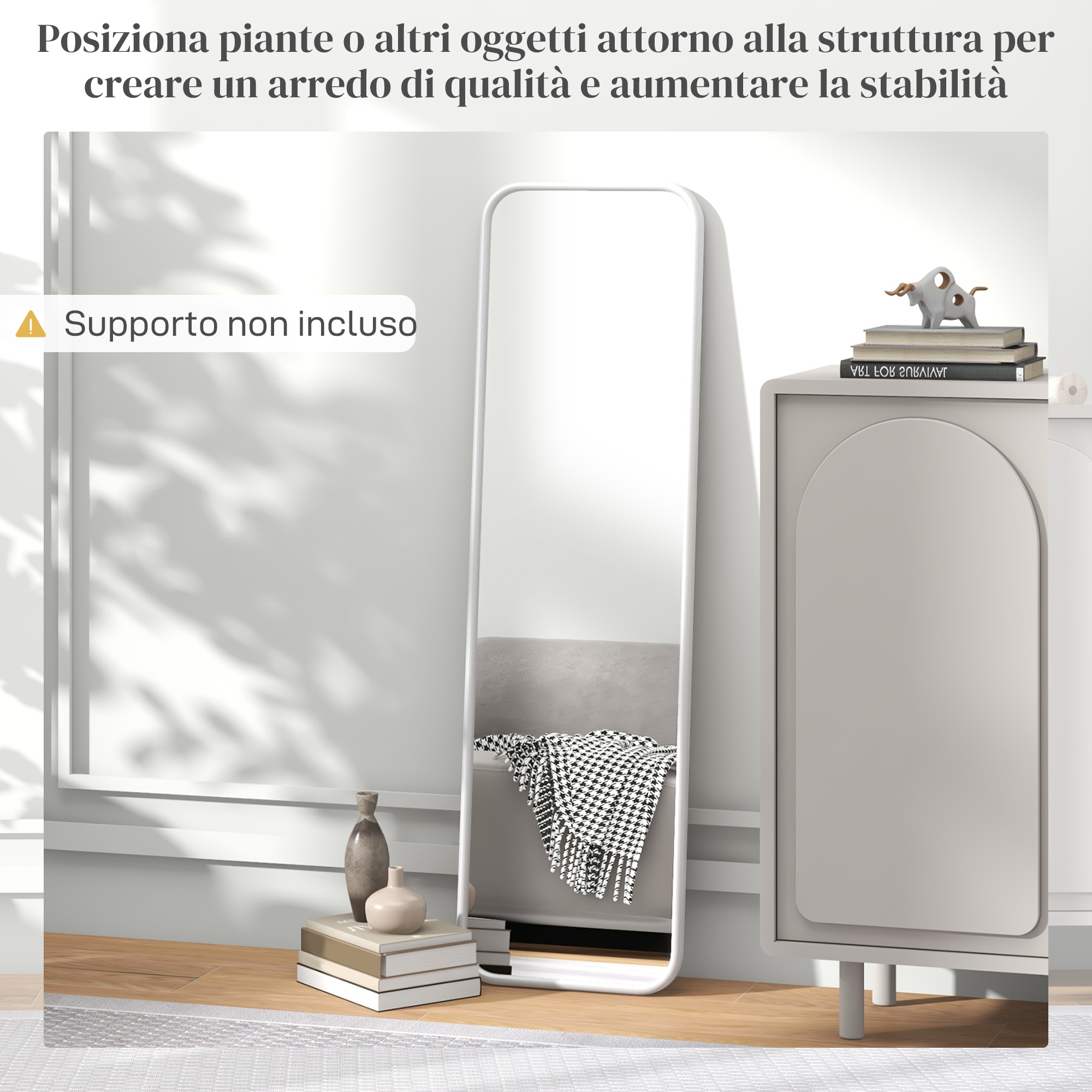 HomCom Specchiera Armadio Portagioielli da Parete con Specchio in Legno MDF con Multiscompartimenti con Ganci Bianco, 37x9.5x112cm