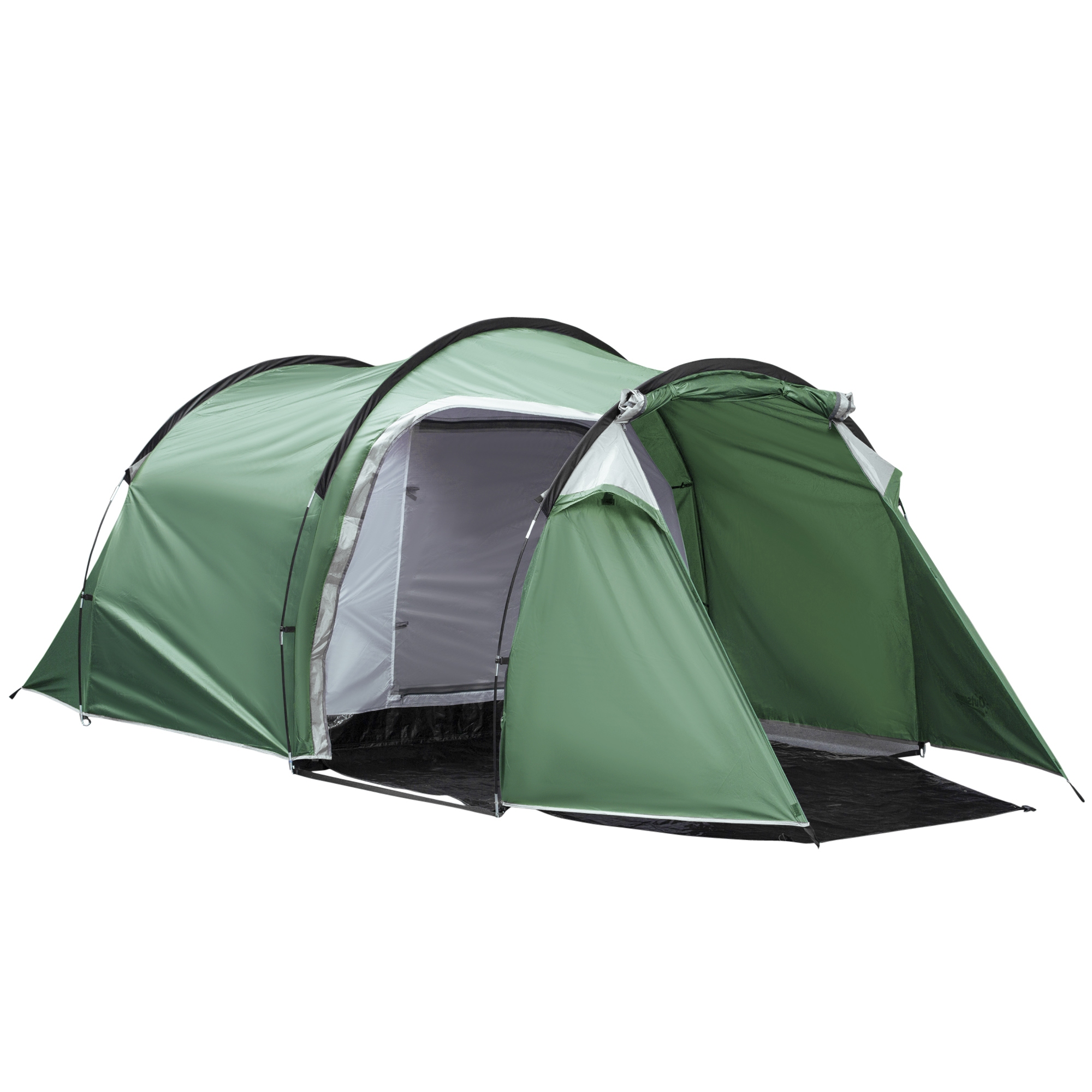 Outsunny Tente de Camping Familiale 2-3 Personnes Pliable Imperméable Anti-UV 20+ avec Vestibule 426x206x154 cm Vert