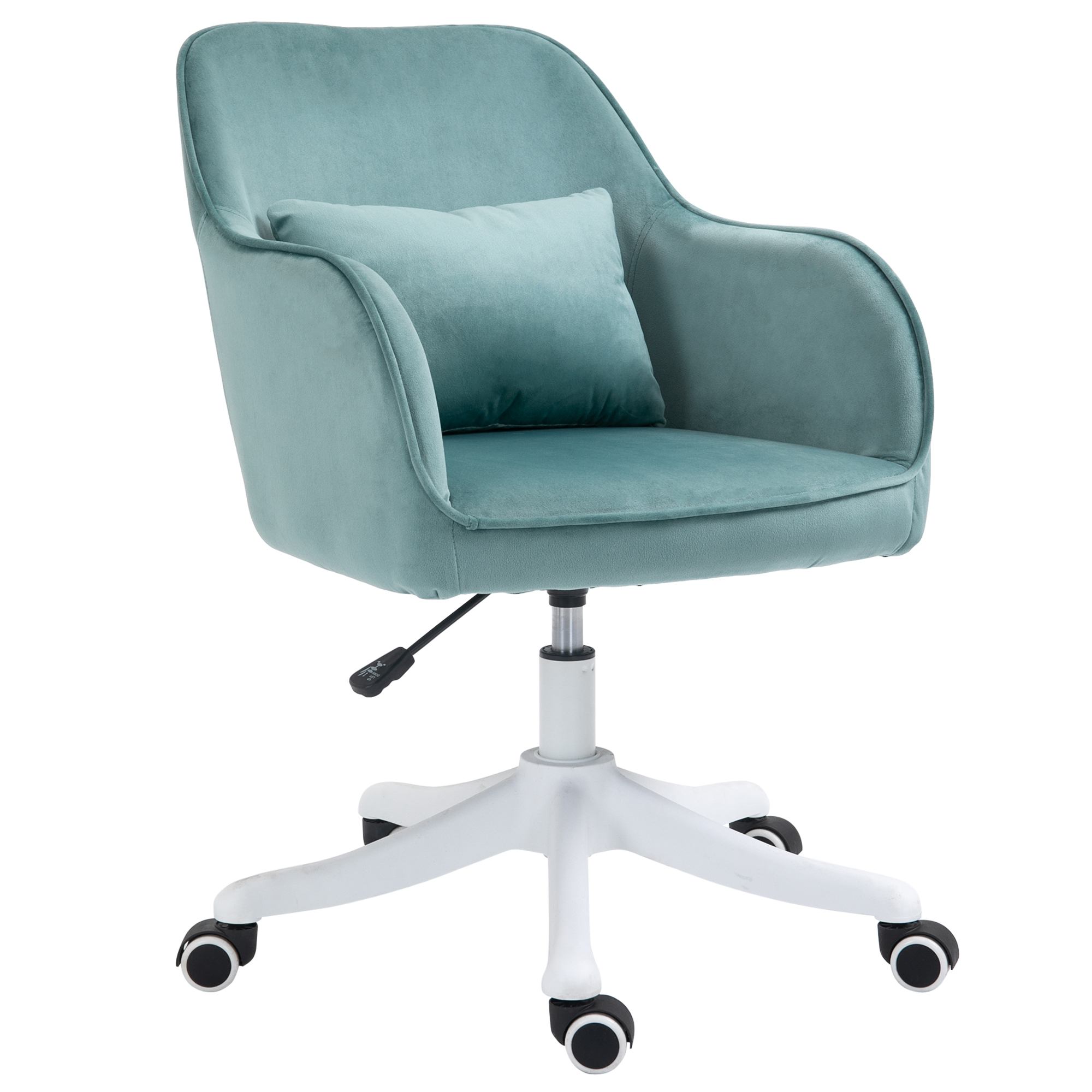 Vinsetto Silla de oficina terciopelo silla de oficina con masaje cojín lumbar integrado altura ajustable giratoria 360° Verde | Aosom España