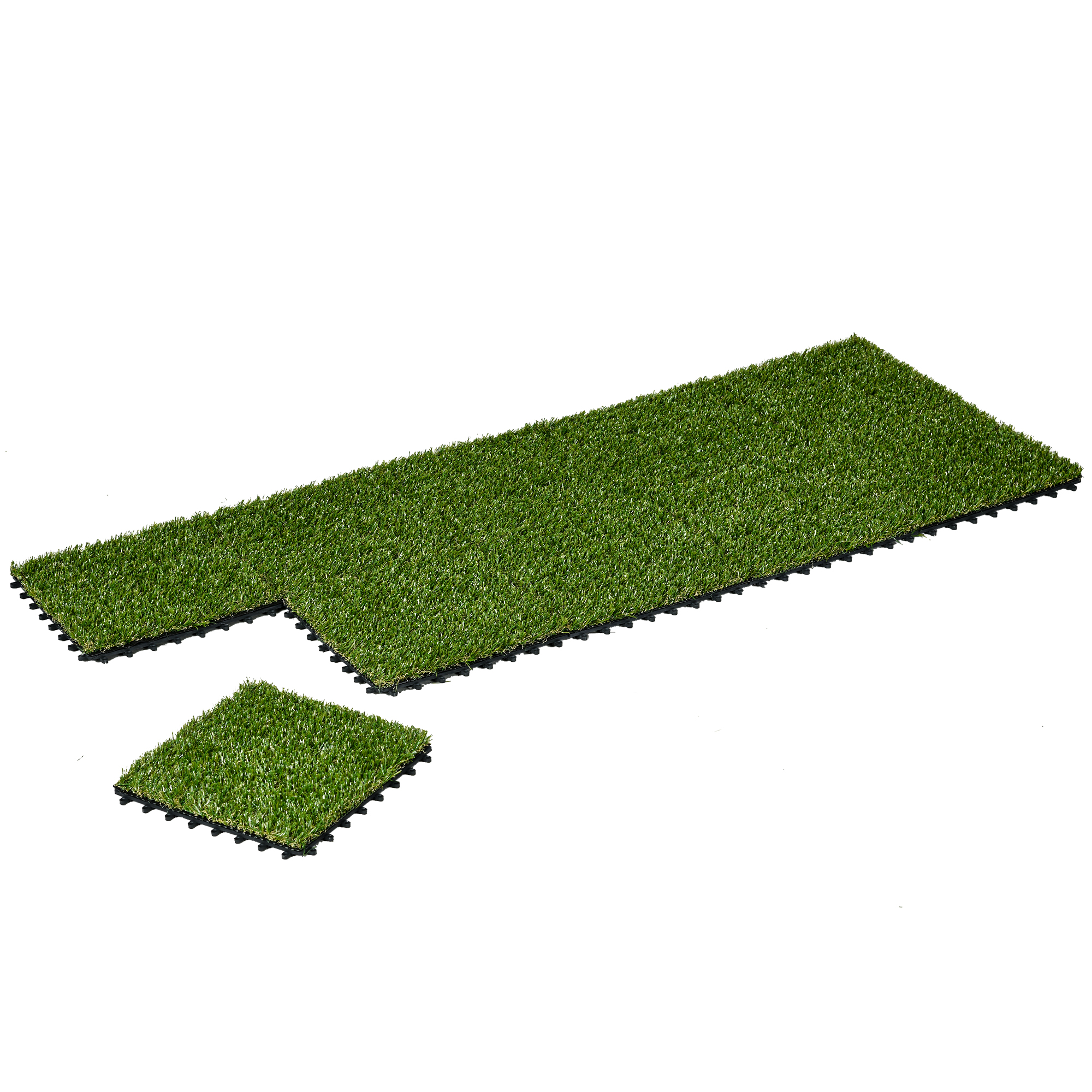 Outsunny Kunstrasen Fliesen Set von 10 Stück 30 x 30 cm 3 cm dicke Einrasten Grün   Aosom – Outsunny