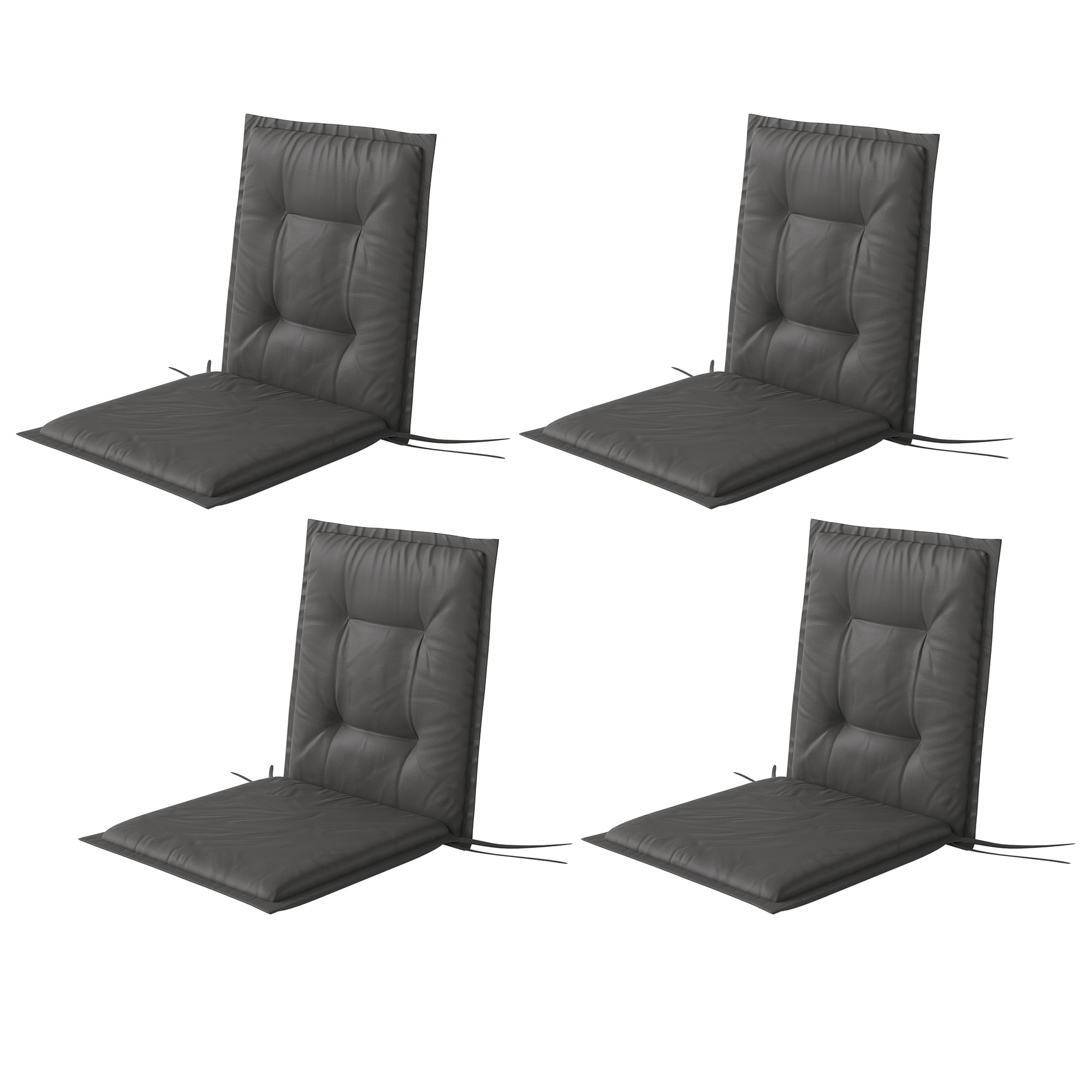 Outsunny Ensemble de 4 Coussins de Chaise 108 x 50 x 5 cm avec Sangles, Coussin de Siège d'Extérieur et d'Intérieur, Gris foncé