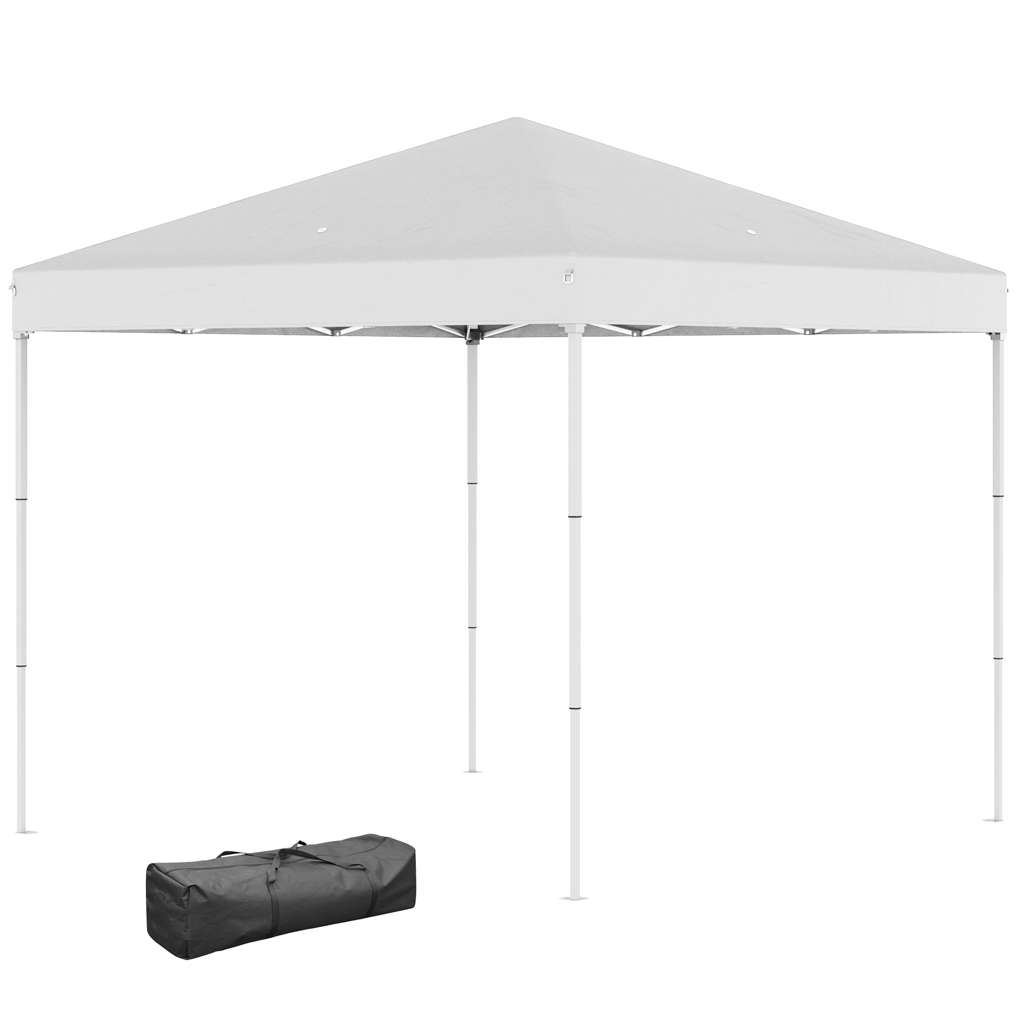 Outsunny Gazebo Pieghevole 2,5 x 2,5 m Wasserdicht mit Seilen und Heringen, aus Stahl und Oxford-Gewebe, Weiß Aosom