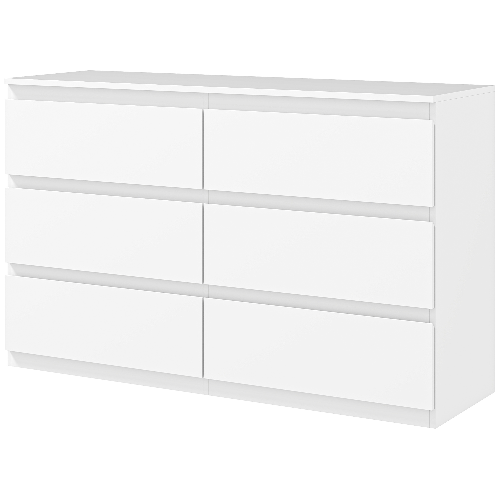 HOMCOM Kommode 6 Schubladen Schlafzimmerschrank Aufbewahrungsmöbel im modernen Stil mit sanftem Schließmechanismus für Schlafzimmer, Wohnzimmer - 120 x 39 x 75 cm, Weiß Aosom