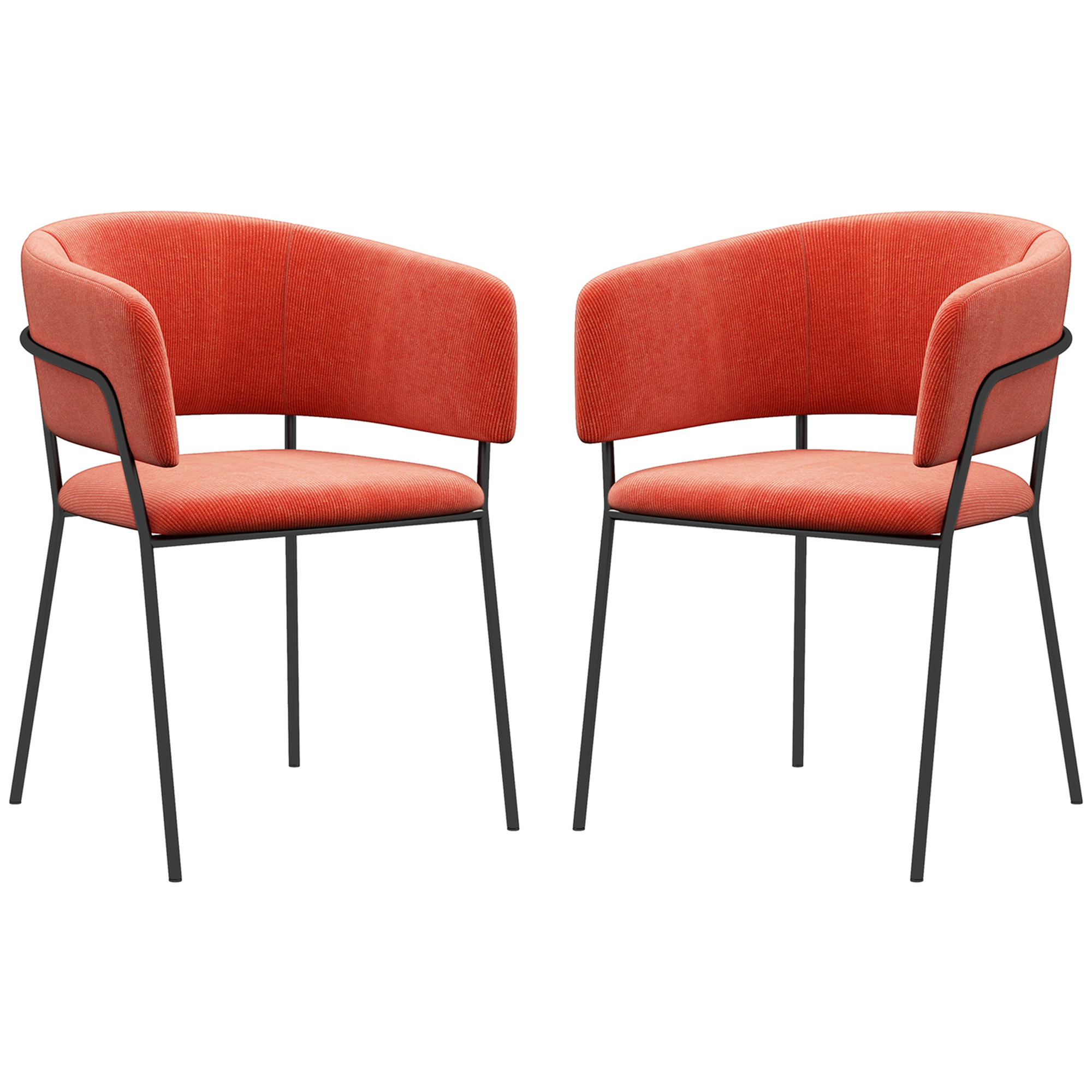 HOMCOM Conjunto de 2 sillas de comedor patas de acero asiento acolchado en tela de aspecto terciopelo naranja   Aosom España