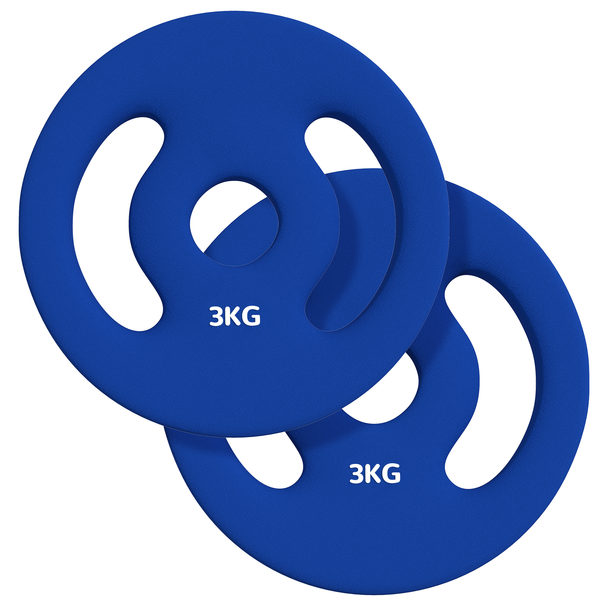 SPORTNOW 2er-Pack 3 kg Hantelscheiben, Hantelscheiben für 2,5 cm Stangen, mit einfachen Griffen für zu Hause, Fitnessstudio, Gewichtheben, aus Metall, Blau Aosom