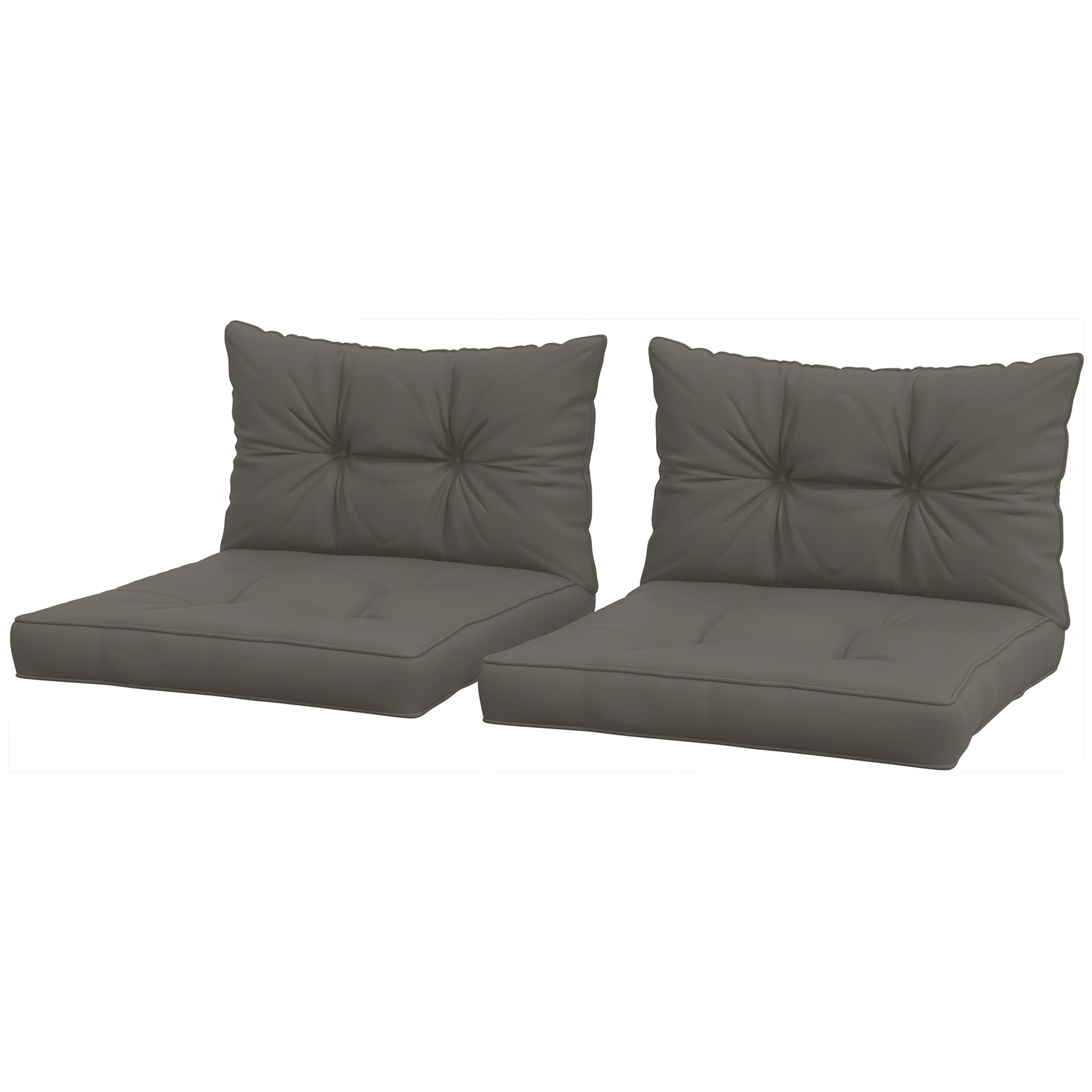 Outsunny Set mit 4 Gartenkissen mit 2 Sitzkissen und 2 Rückenkissen, gepolsterter Stil, Polyester, Anthrazitgrau   Aosom – Outsunny
