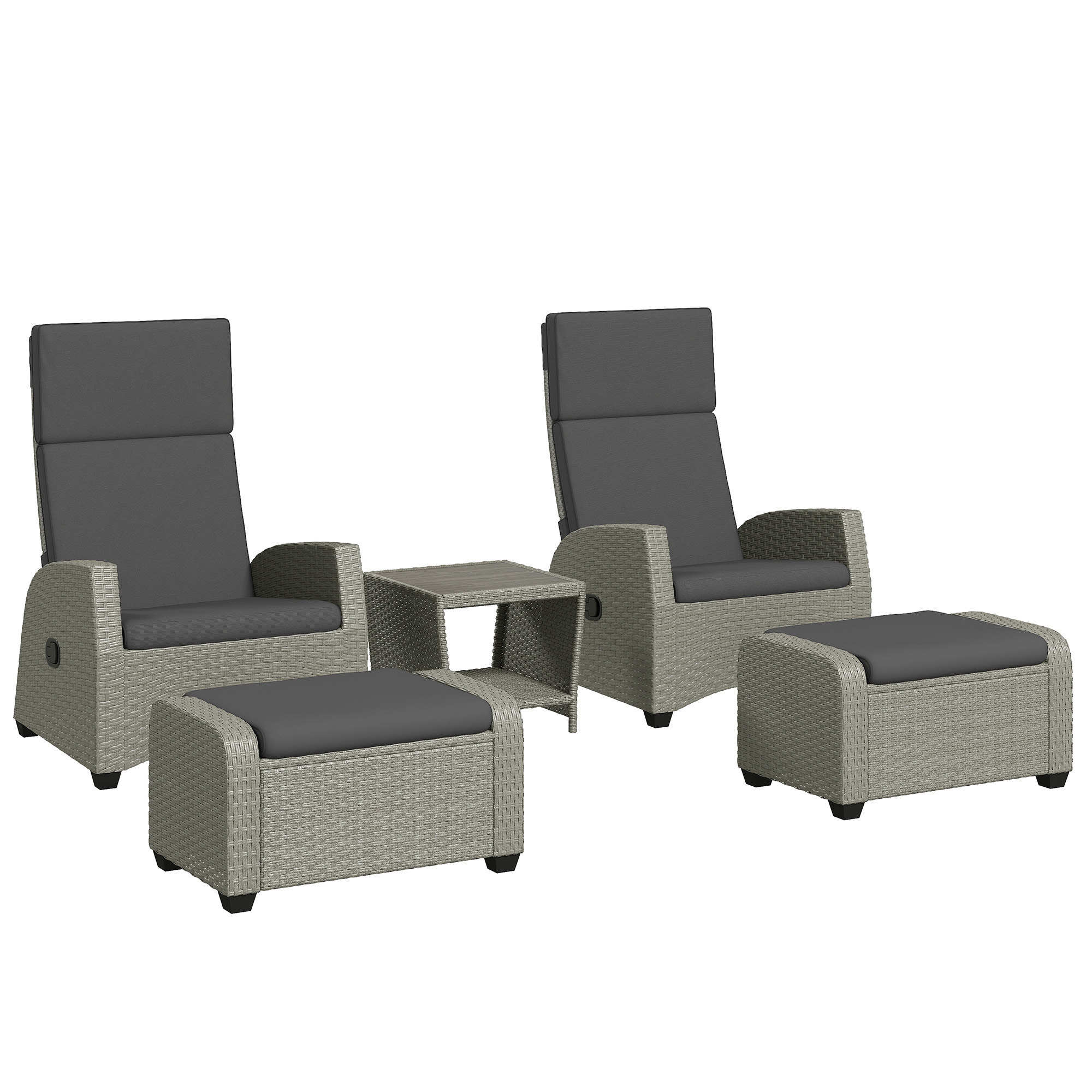 Product photograph of Outsunny 5-piece Rattan Garden Furniture Set With Cushions - Charcoal Grey from Aosom UK
