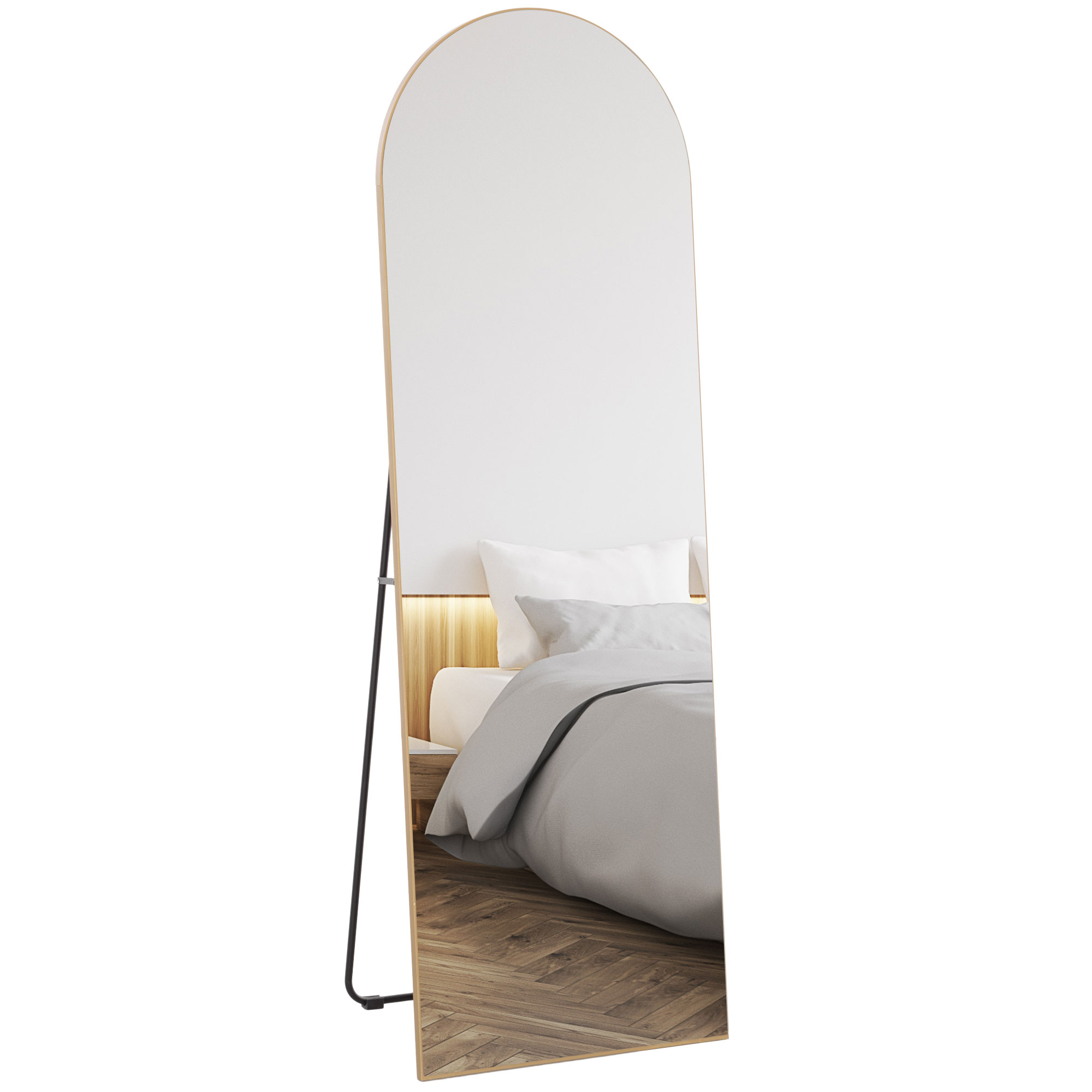 Image of HOMCOM Specchio in figura intera 50 x 150 cm specchio da terra grande specchio da parete senza cornice per soggiorno, tono dorato006