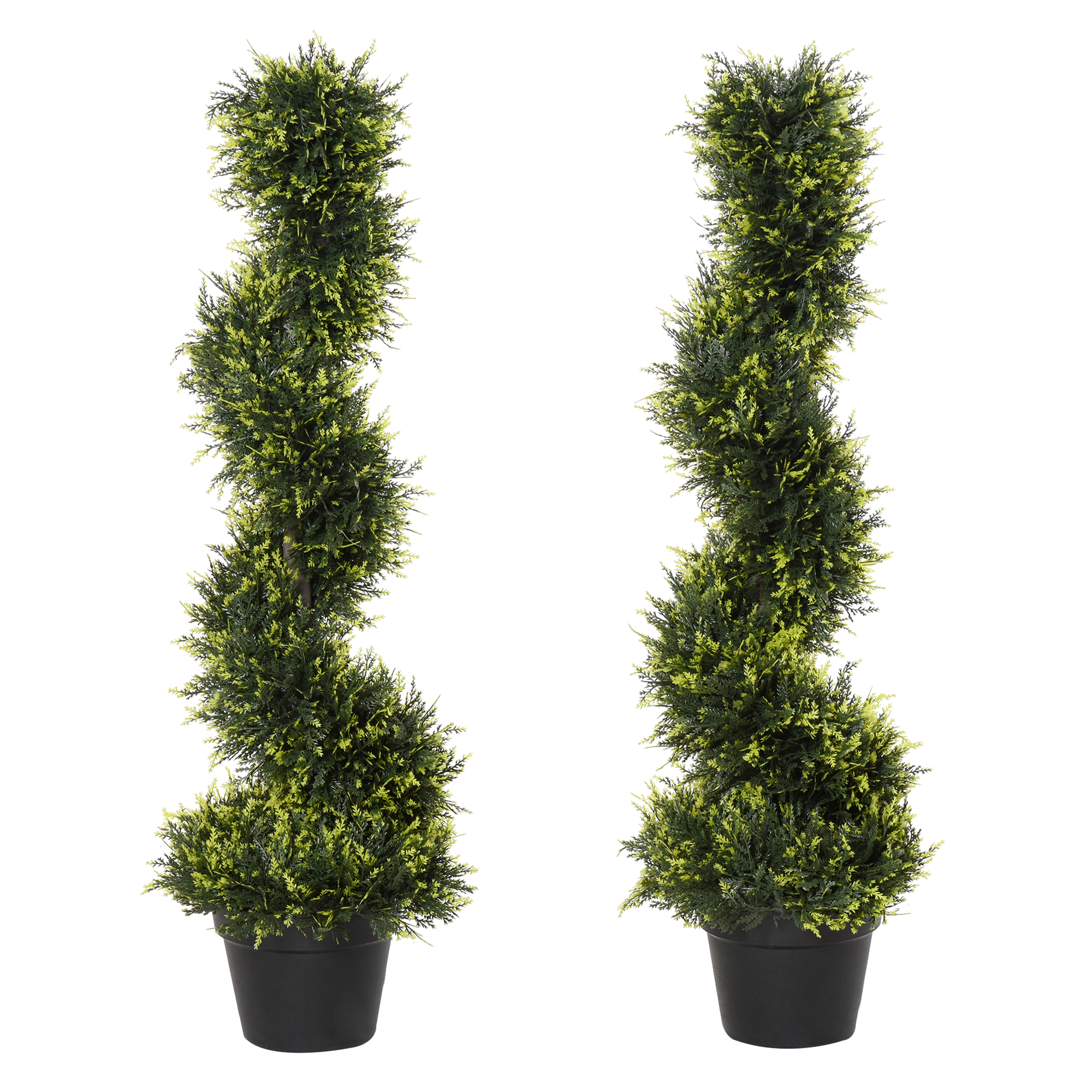 Outsunny Plante en spirale artificielle, arbre de cèdre en spirale avec pot, 90 cm, cèdre artificiel pour décoration intérieure et extérieure, Vert
