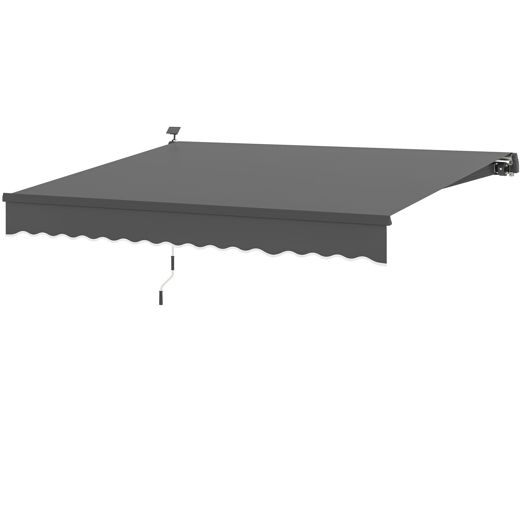 Outsunny Marquise de serrage avec manivelle solaire et bras articulé Marquise de protection solaire UV 50+ large de 400 cm Gris