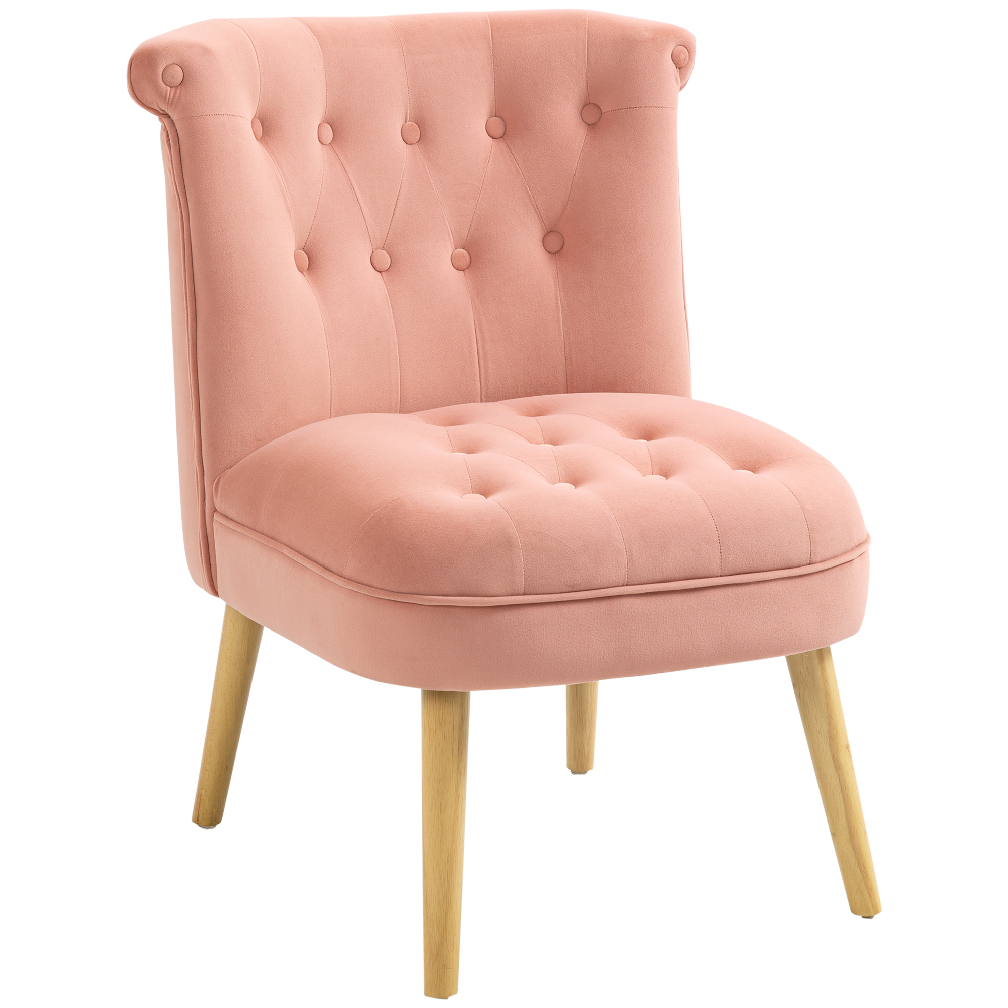 HOMCOM Chaise Moderne pour Salon et Salle à Manger avec Siège Rembourré et Tissu Velouté, 60x66x79 cm, Rose