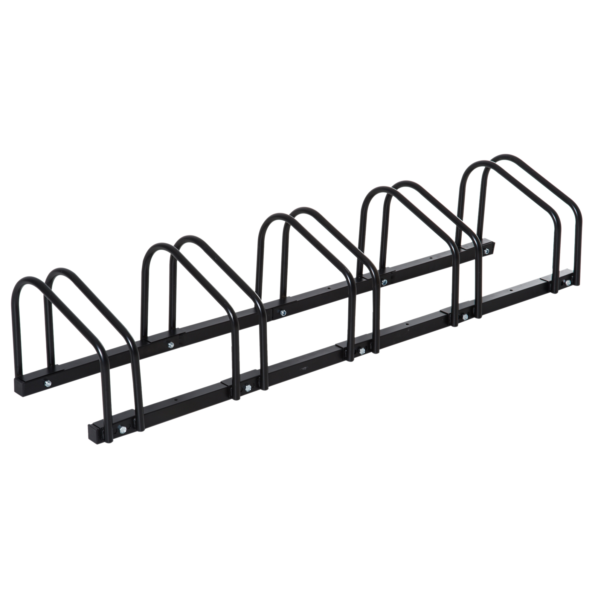 HOMCOM Fahrradständer für 5 Fahrräder, Fahrradhalterung, Fahrradabstellplatz für Reifen 65 mm, Abmessungen 145L x 33B x 27H cm, aus schwarzem Stahl Aosom