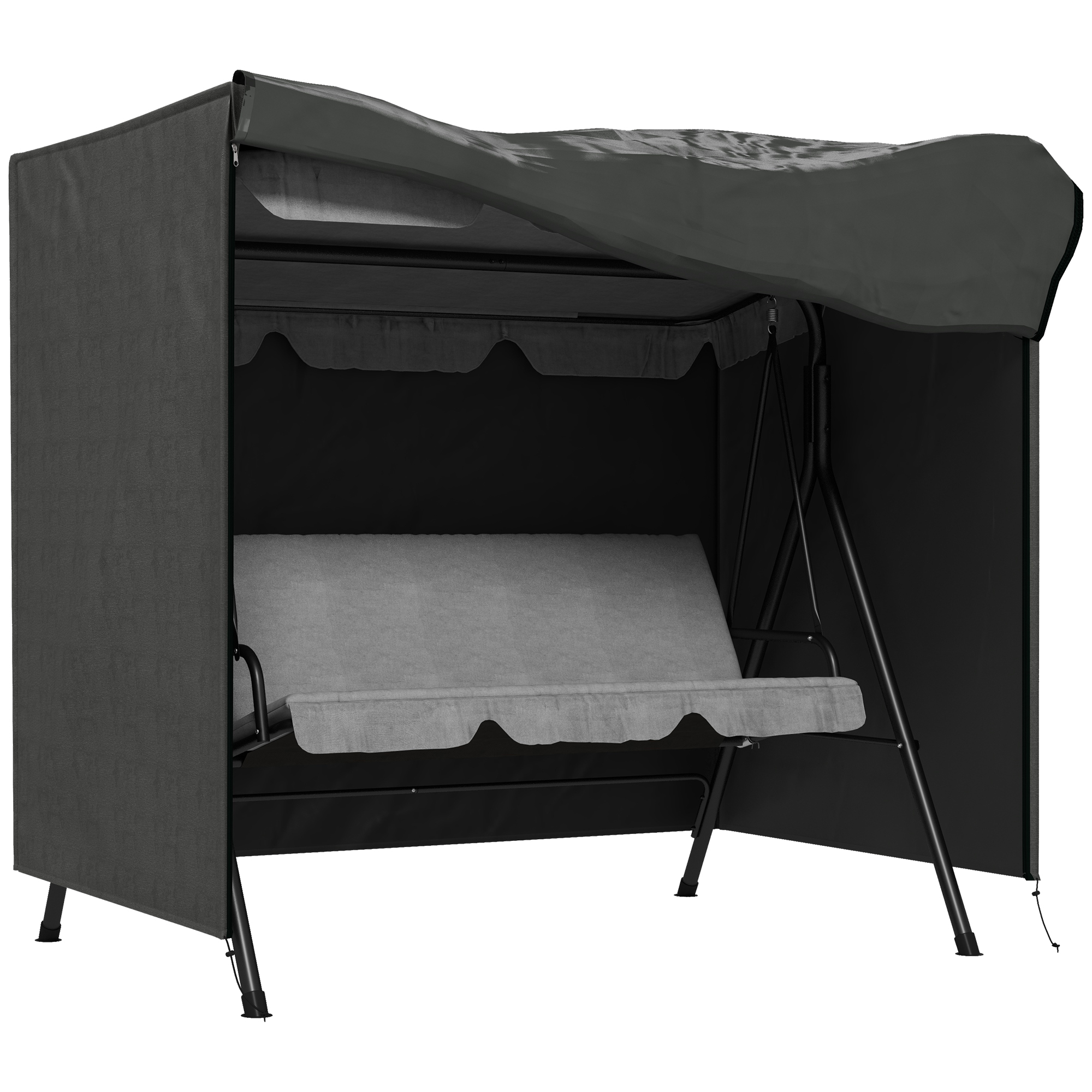 Set Ricambio Tessuto Per Dondolo Giardino 3 Posti - Oxford 210D Impermeabile, Grigio, 164x114x15 Cm - Foto 10