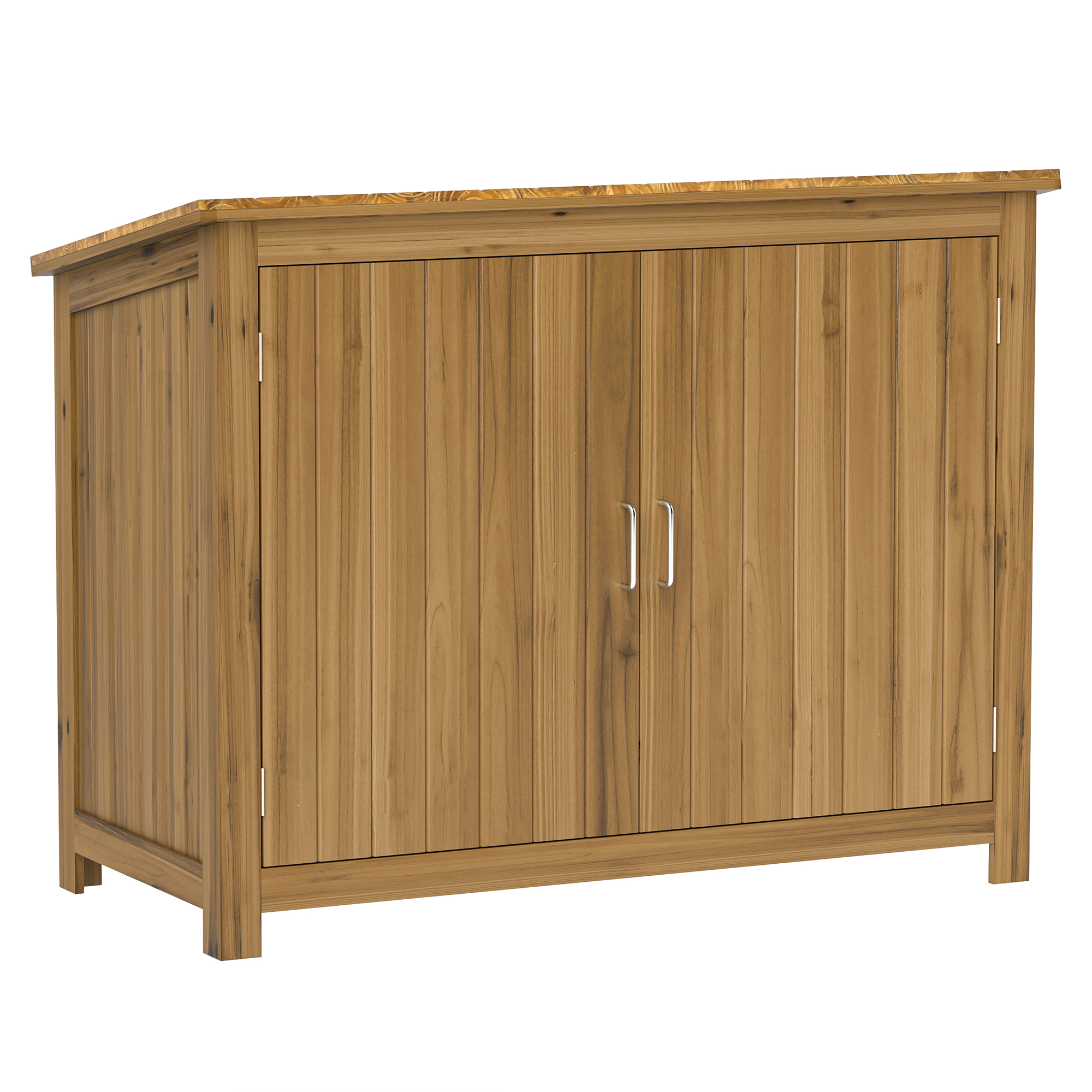 Outsunny Armario de Jardín, Cómoda de Madera con 2 Estantes para Jardín, Terraza, Resistente a la Intemperie, 110x50x85 cm, Marrón   Aosom España
